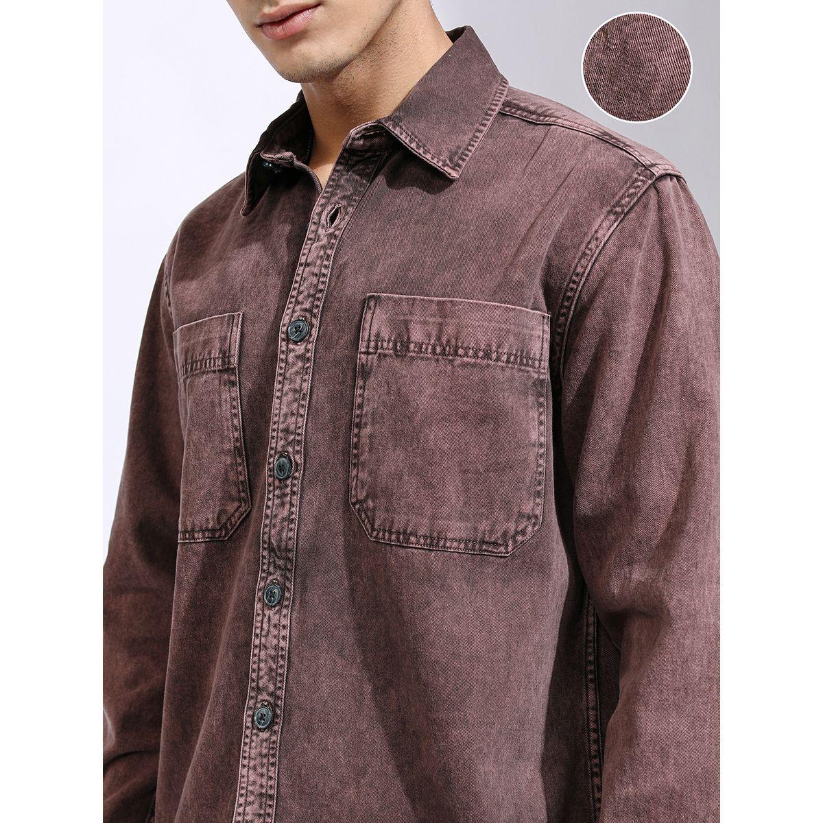 Highlander X Styli Acid Washed Oversized Shirt with Pockets-men-clothing-shirts-image-5