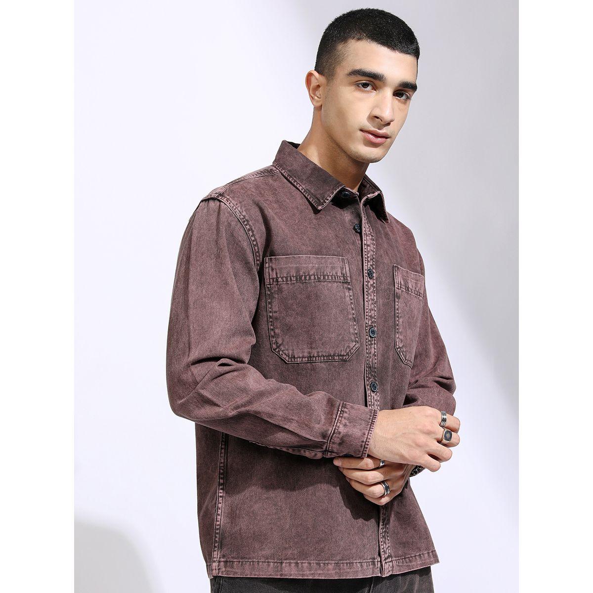 Highlander X Styli Acid Washed Oversized Shirt with Pockets-men-clothing-shirts-image-6
