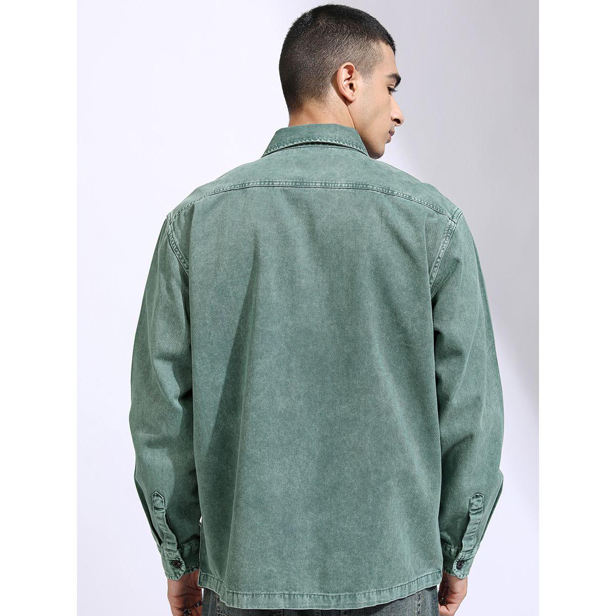 Highlander X Styli Acid Washed Oversized Shirt with Pockets-men-clothing-shirts-image-3