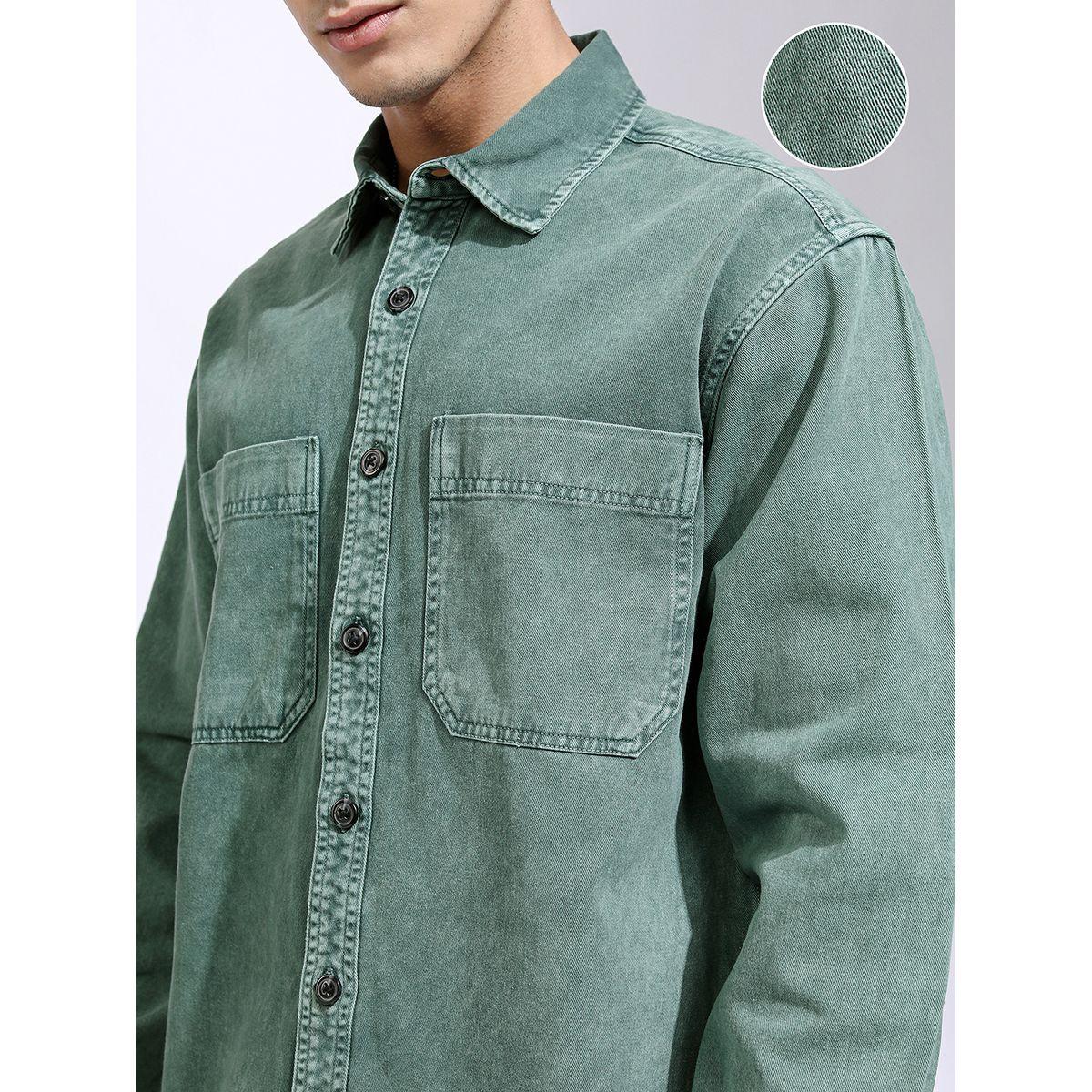 Highlander X Styli Acid Washed Oversized Shirt with Pockets-men-clothing-shirts-image-5