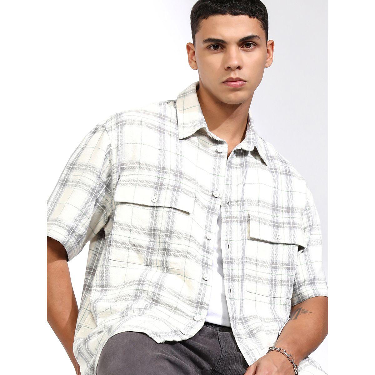 Checked Oversized Shirt with Pockets-men-clothing-shirts-image-1
