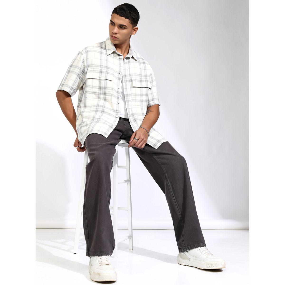 Checked Oversized Shirt with Pockets-men-clothing-shirts-image-2