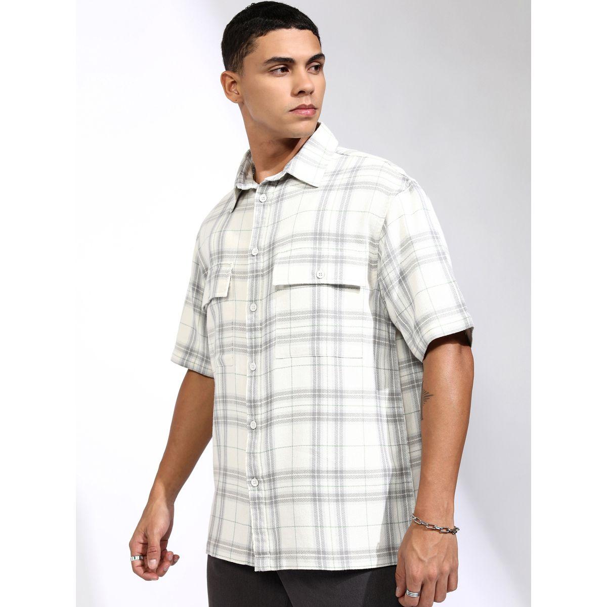 Checked Oversized Shirt with Pockets-men-clothing-shirts-image-4