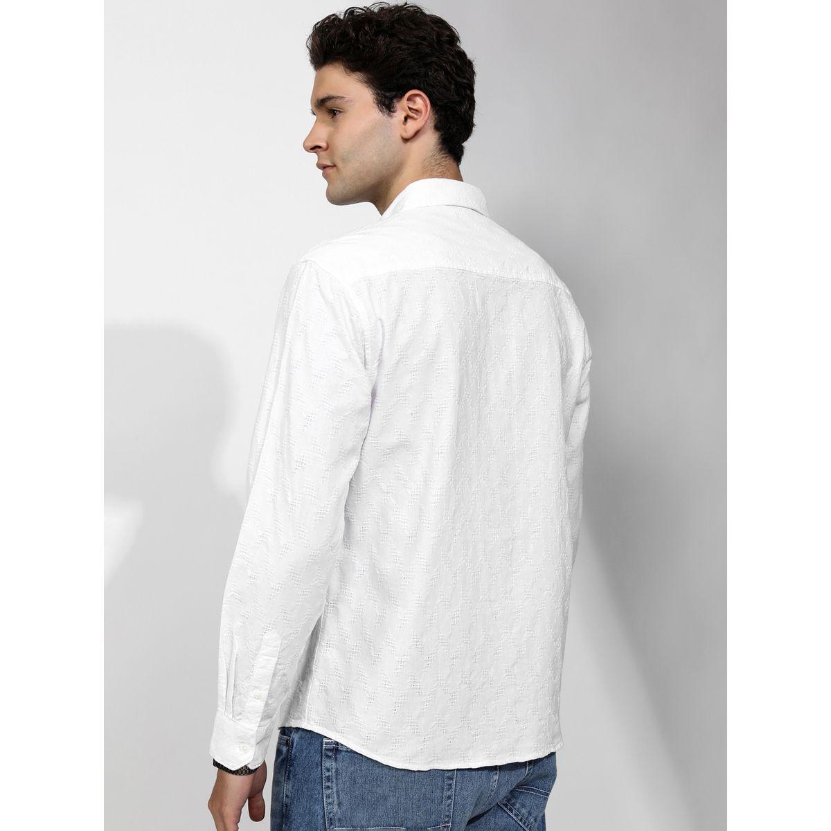 Textured Regular Fit Collared Shirt with Pocket-men-clothing-shirts-image-3