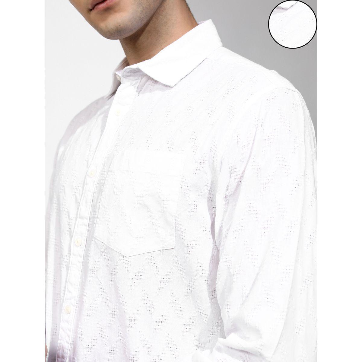 Textured Regular Fit Collared Shirt with Pocket-men-clothing-shirts-image-5