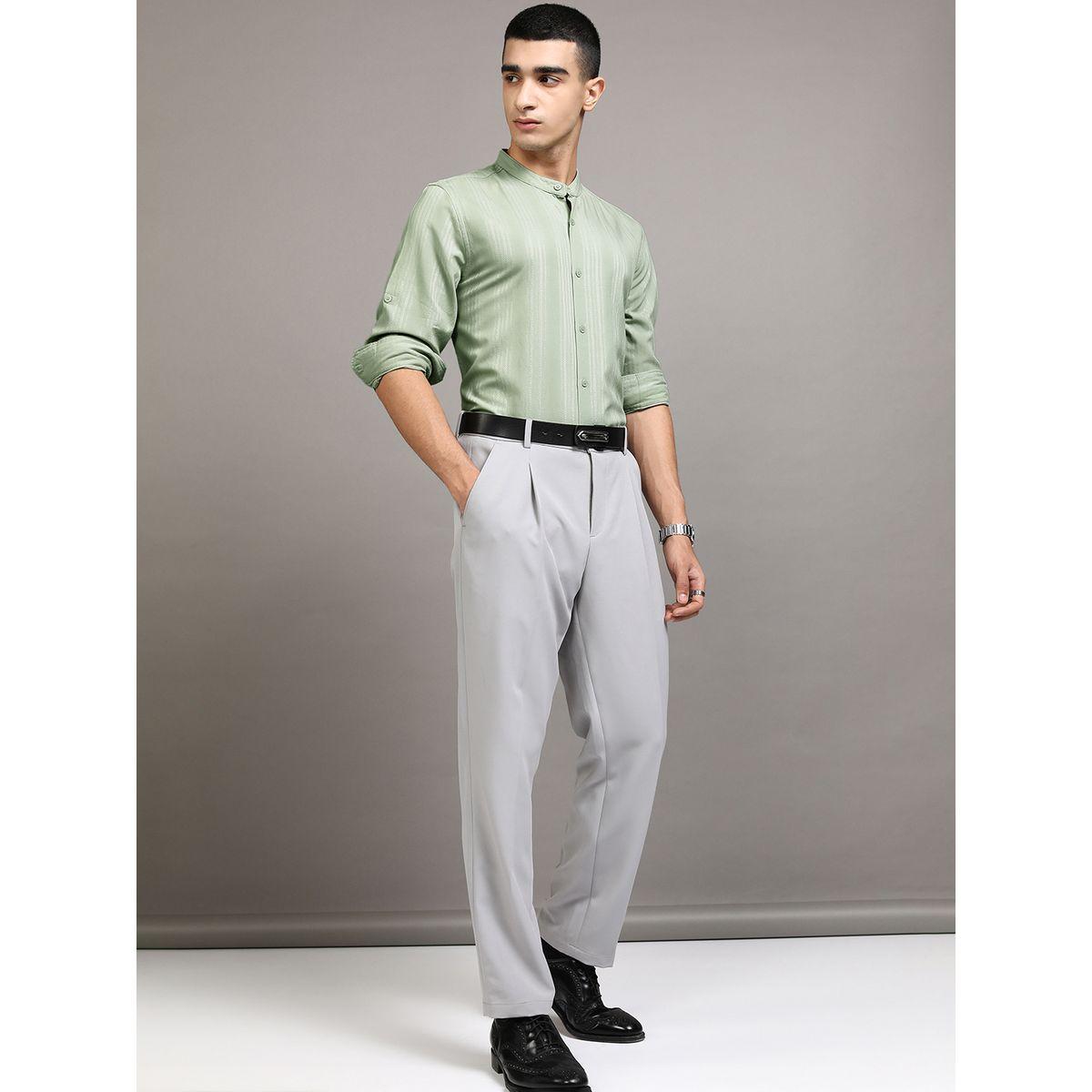 قميص مخطط بقصة عادية وياقة ماندارين-men-clothing-shirts-image-2