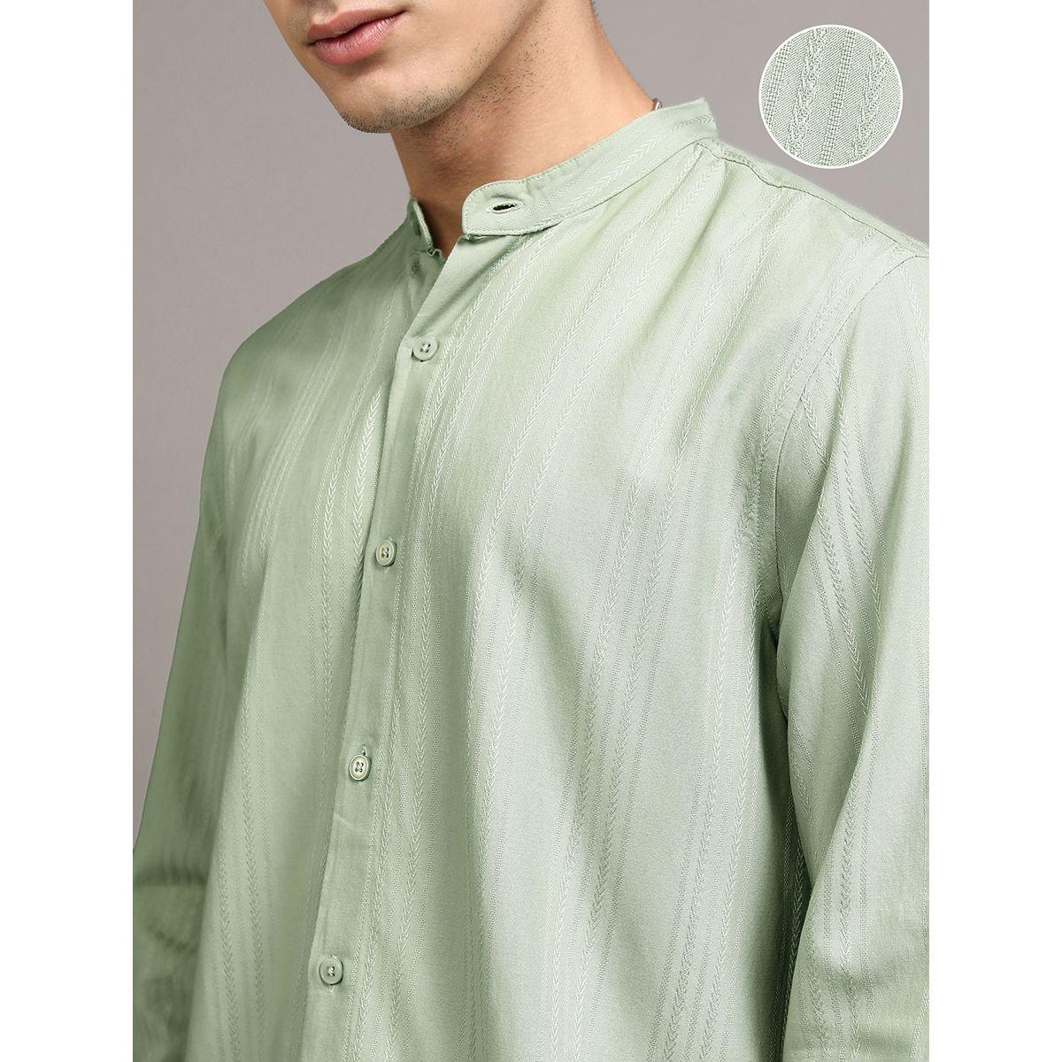 قميص مخطط بقصة عادية وياقة ماندارين-men-clothing-shirts-image-5