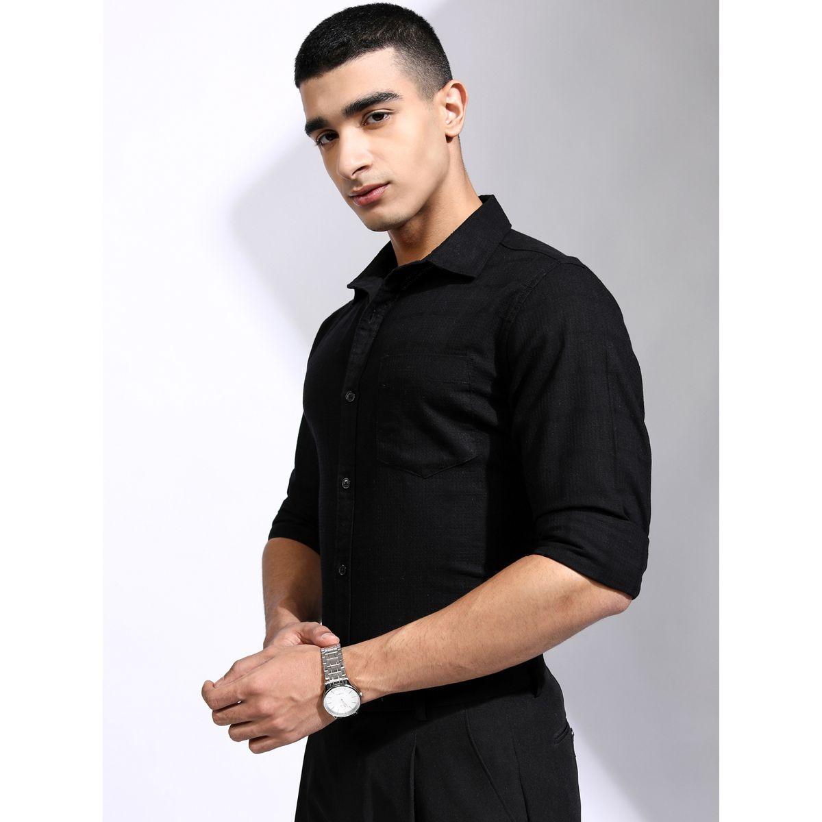 Regular Fit Collared Shirt with Pocket-men-clothing-shirts-image-4