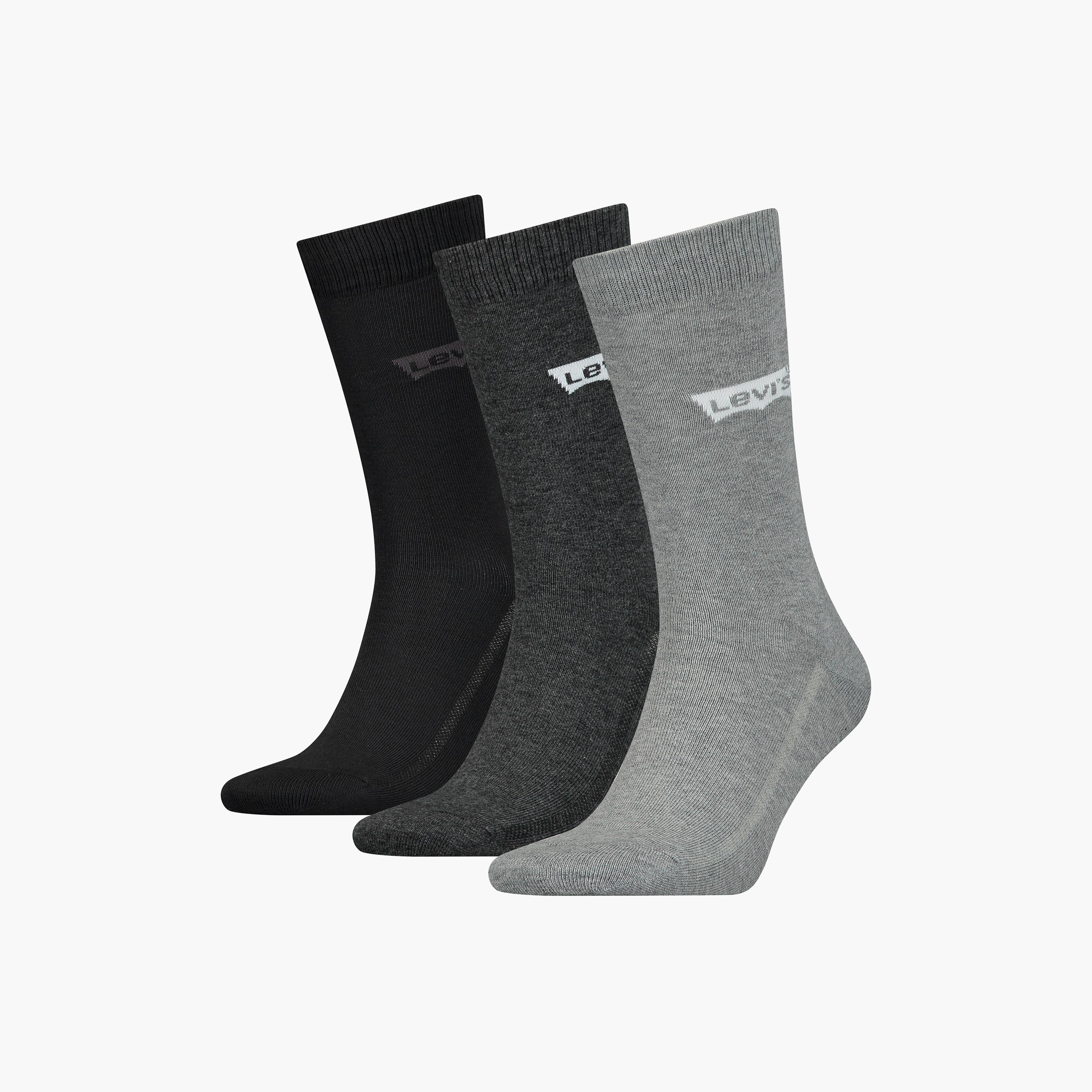 مجموعة من 3 جوارب رجالية بطول الكاحل بشعار منقوش من ليفايس-men-socks-image-3