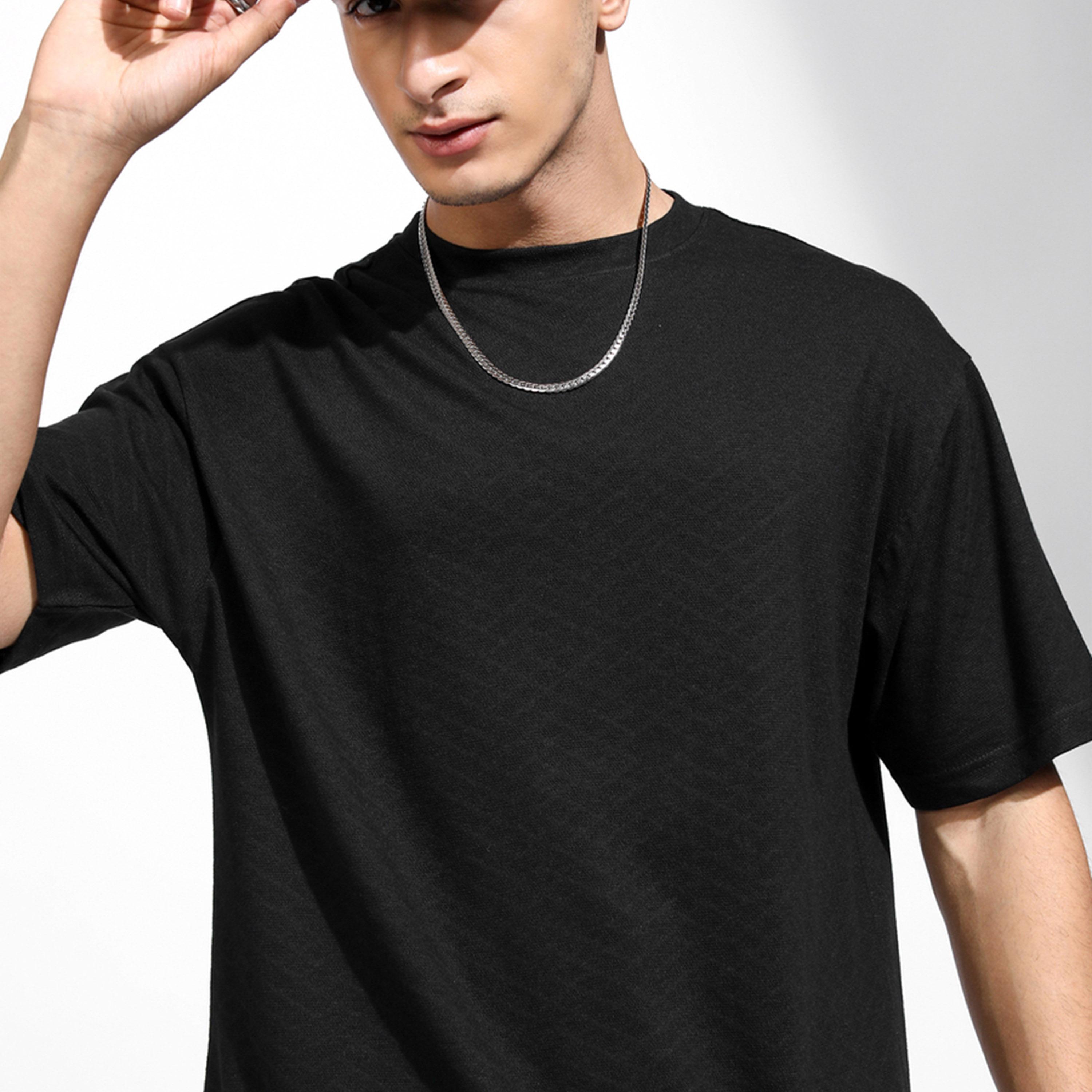 هايلاندر × ستايلي - تي شيرت سادة بقصّة عادية وأكتاف منسدلة-men-clothing-tshirtsandpolos-tshirts-image-1