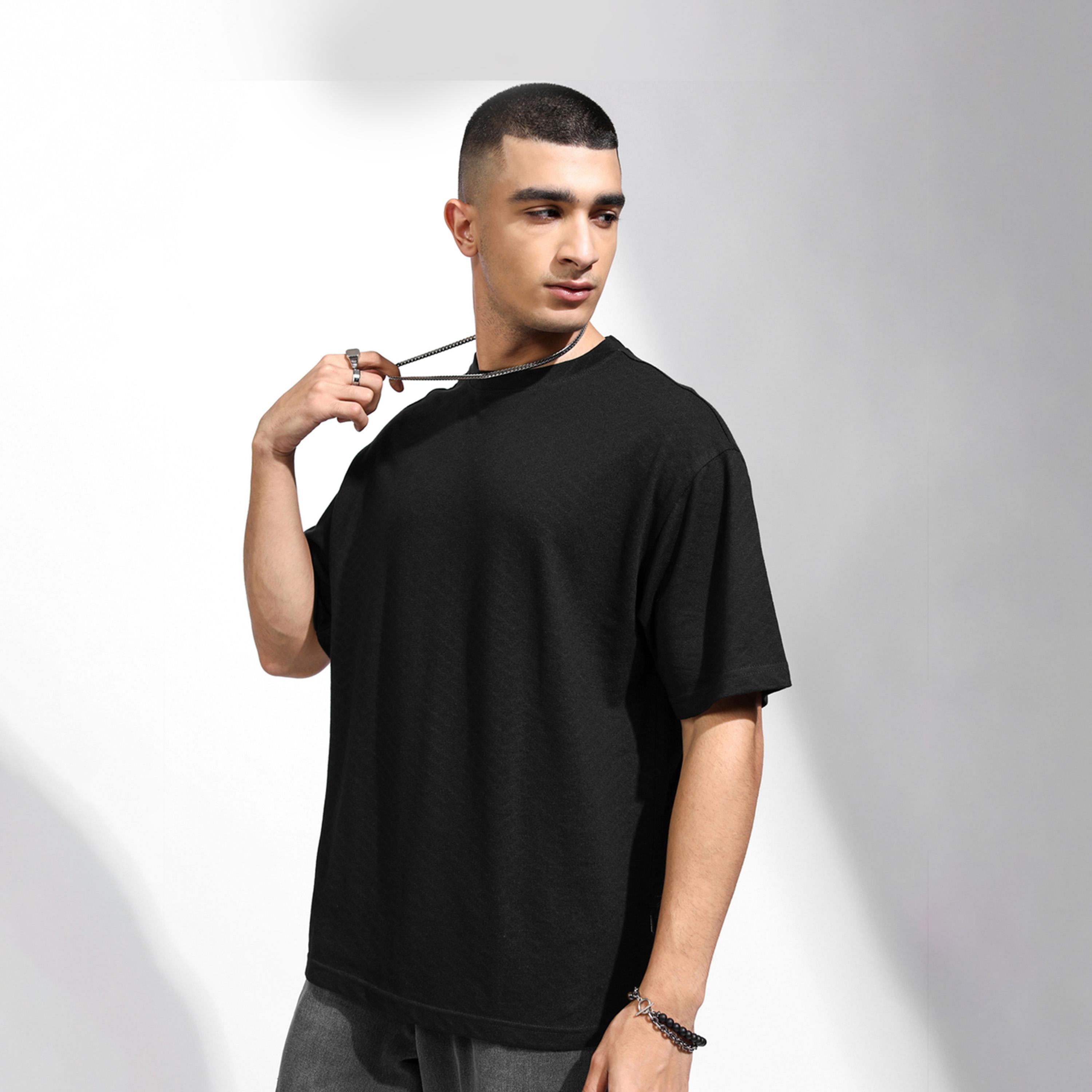 Highlander X Styli Solid Regular Fit Drop-Shoulder T-Shirt-men-clothing-tshirtsandpolos-tshirts-image-4