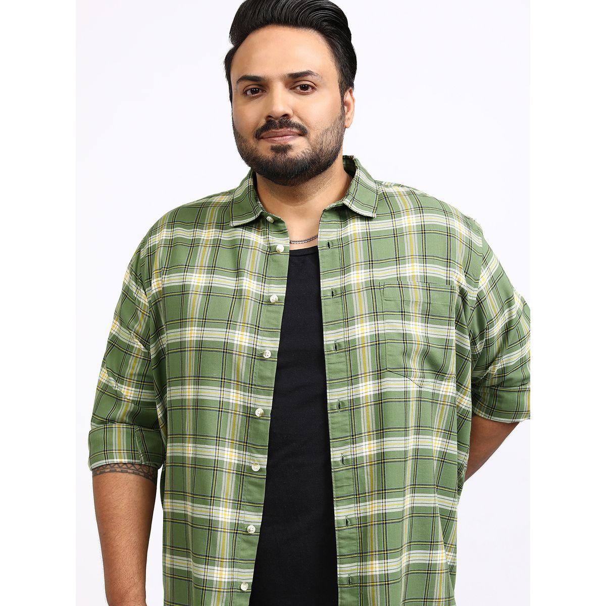 Highlander X Styli Plus Size Checked Spread Collar Relaxed Fit Shirt-men-clothing-shirts-image-1