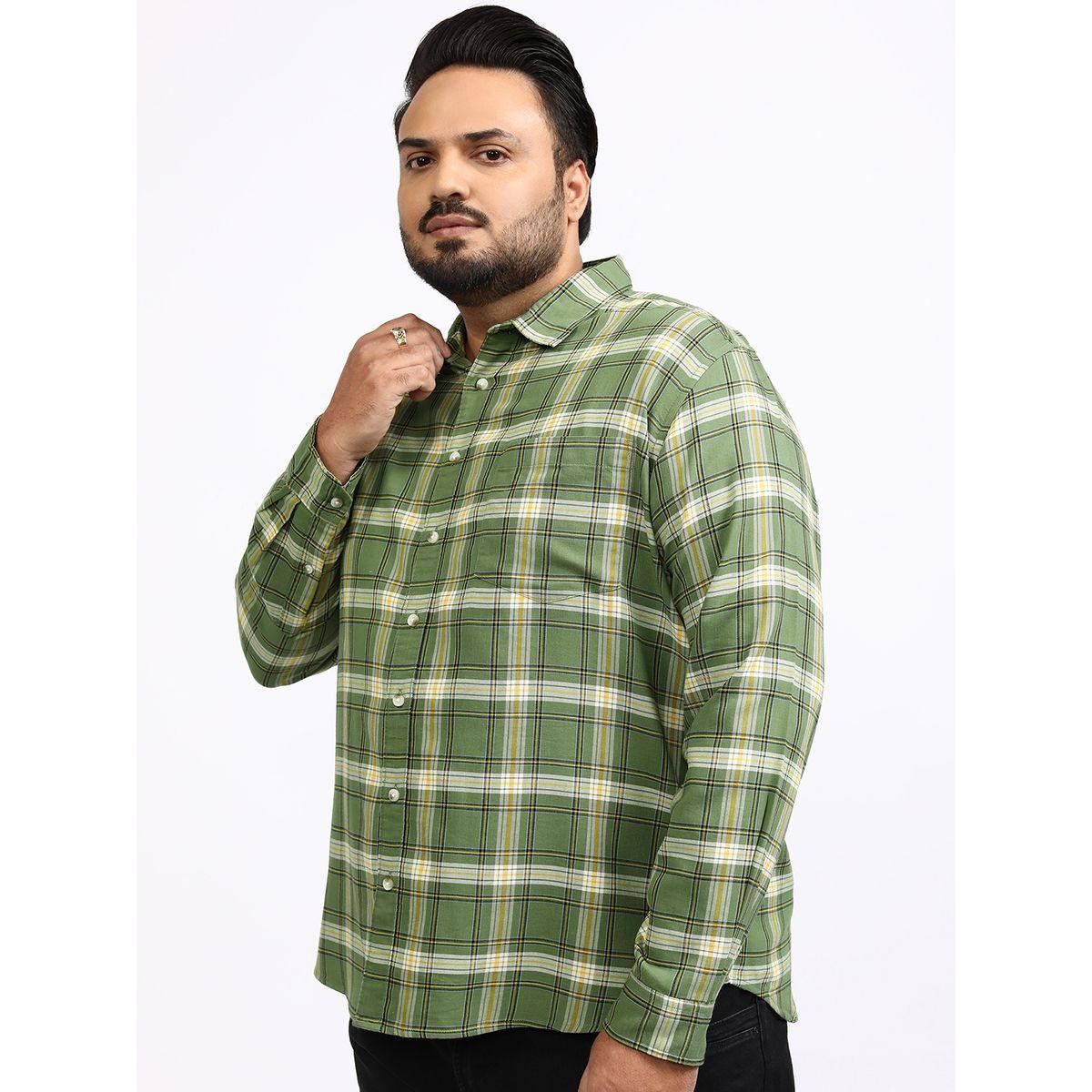 قميص بمقاس كبير بطبعة مربعات وقصة مريحة هايلاندر × ستايلي-men-clothing-shirts-image-4
