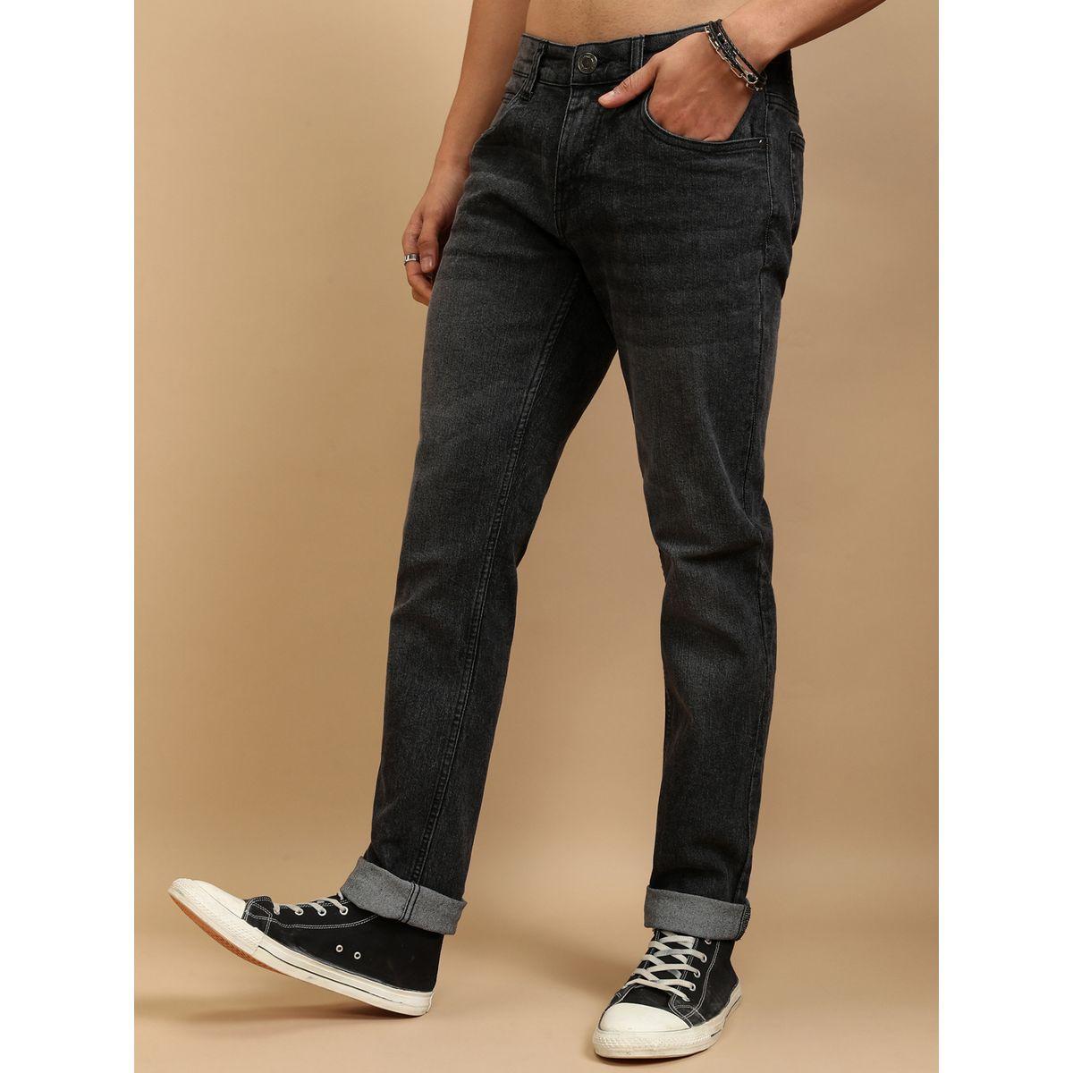 جينز بقصة سليم فيت وخصر متوسط مع تفاصيل باهتة هايلاندر × ستايلي-men-clothing-bottoms-jeans-image-4