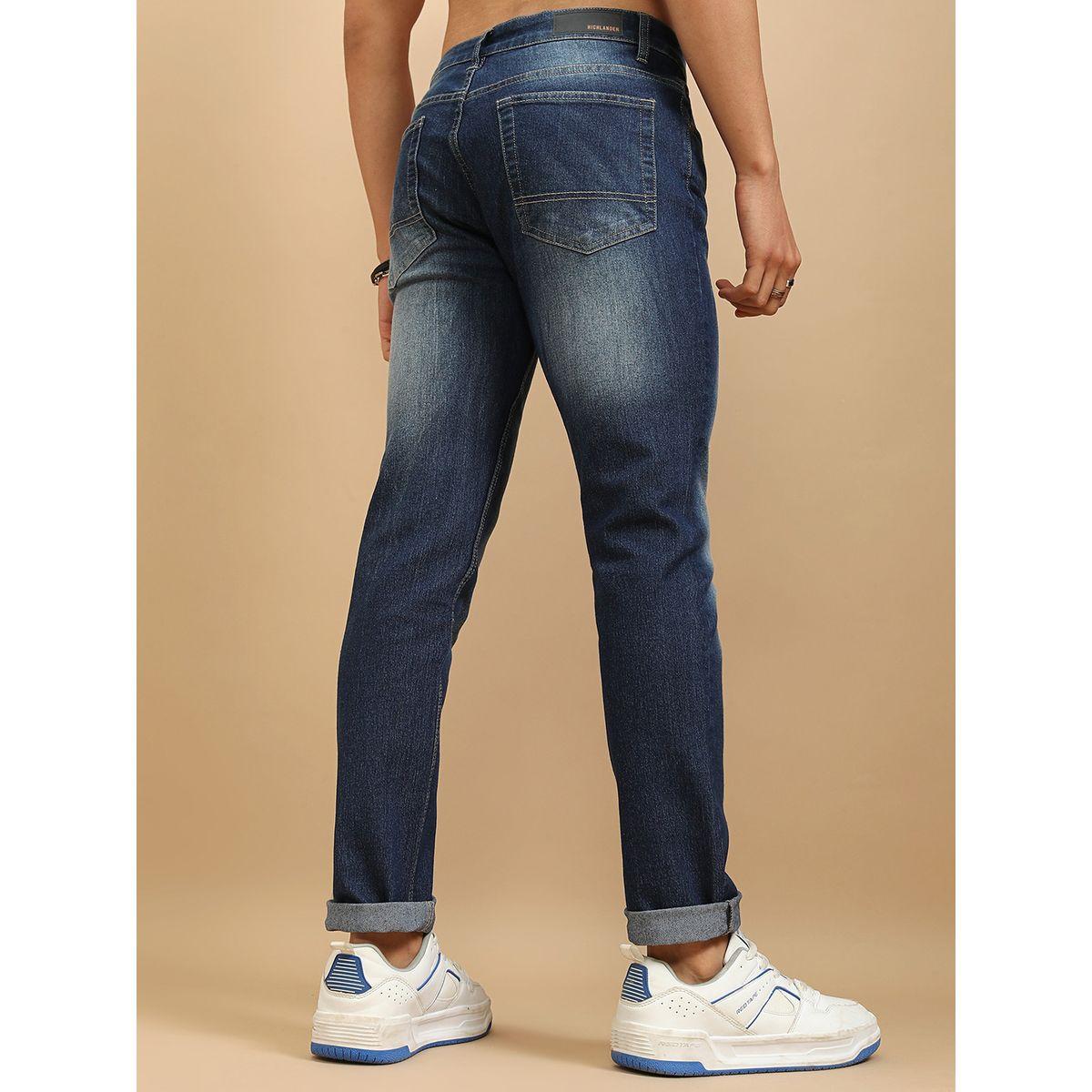 جينز بقصة سليم فيت وخصر متوسط مع تفاصيل باهتة هايلاندر × ستايلي-men-clothing-bottoms-jeans-image-3