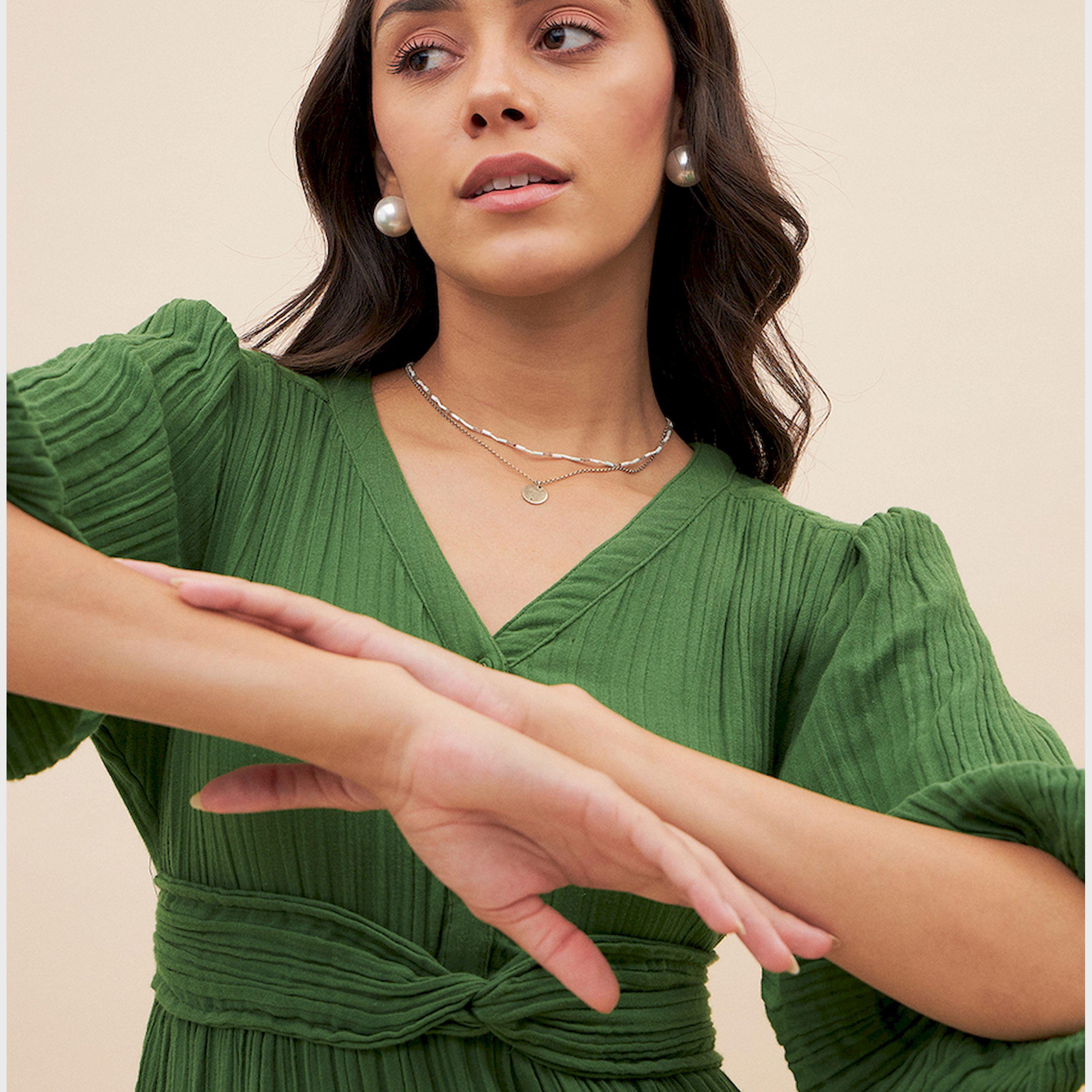 فيميلا × ستايلي - فستان ميدي بأكمام منفوخة وقصة A مع تفاصيل عقدة-women-clothing-dresses-image-3