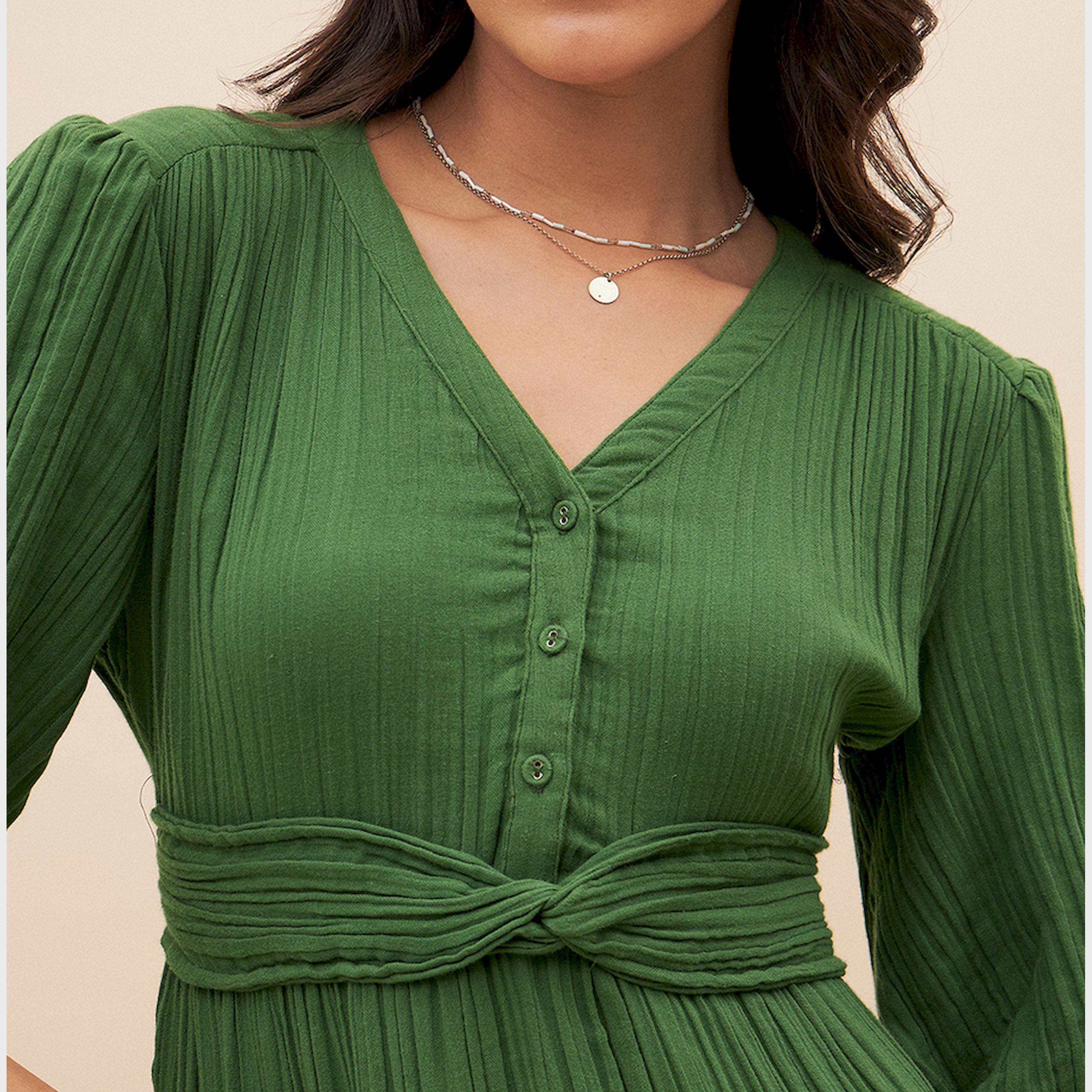 فيميلا × ستايلي - فستان ميدي بأكمام منفوخة وقصة A مع تفاصيل عقدة-women-clothing-dresses-image-4