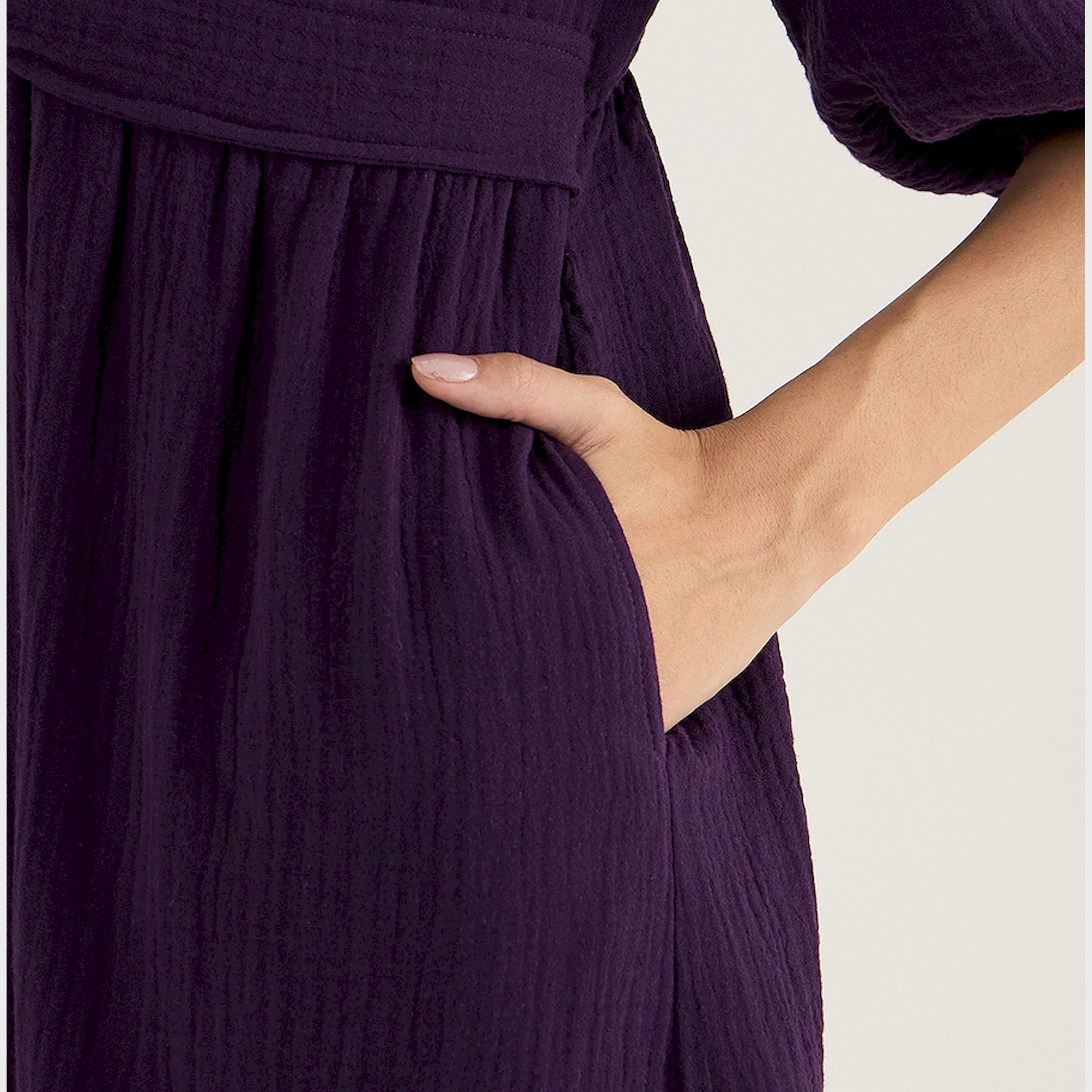 Femmella X Styli Cotton Balloon Sleeve A-Line Midi Dress With Knot Detail-women-clothing-dresses-image-5
