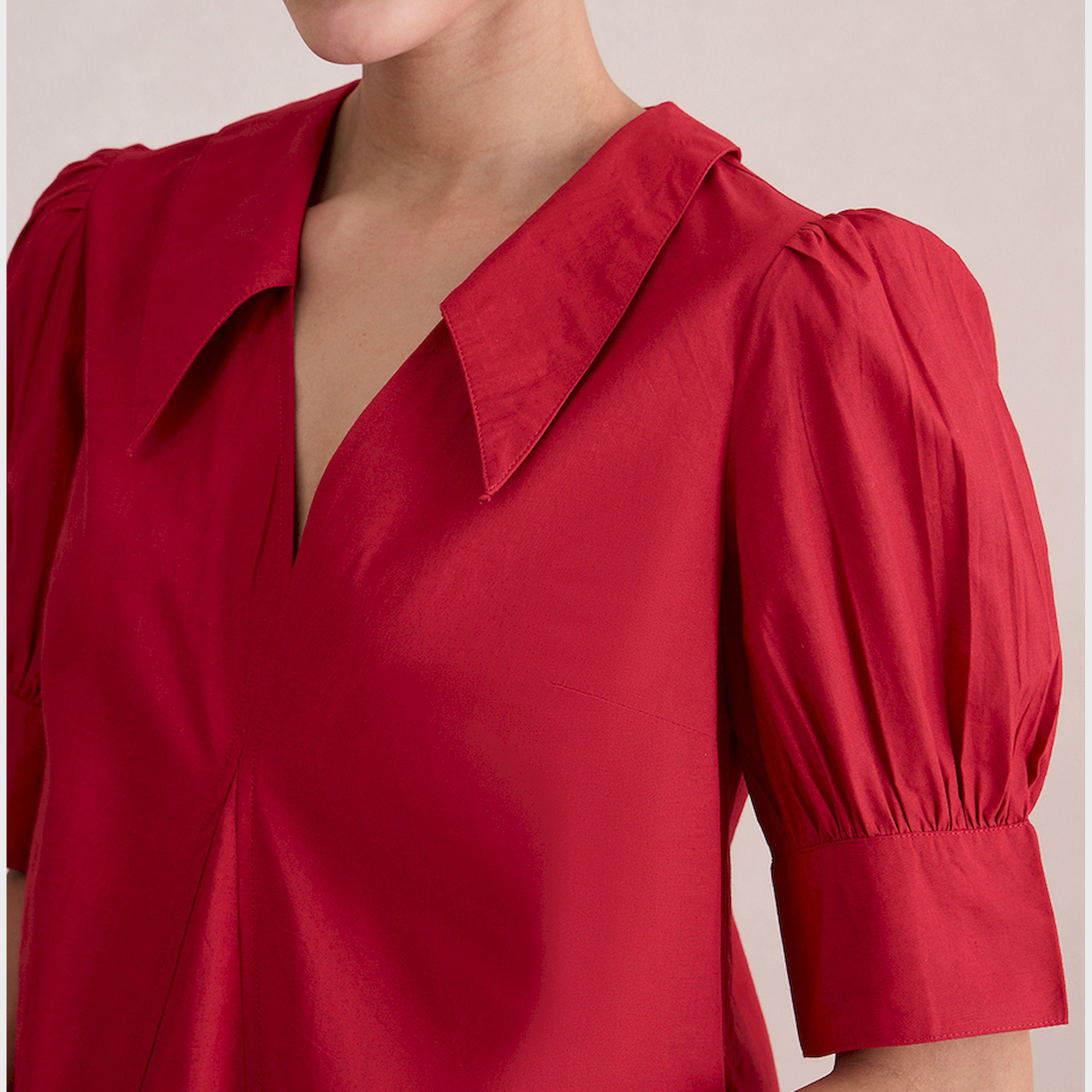 Femmella X Styli Cotton Puff Sleeve V-Neck Midi Dress-women-clothing-dresses-image-5