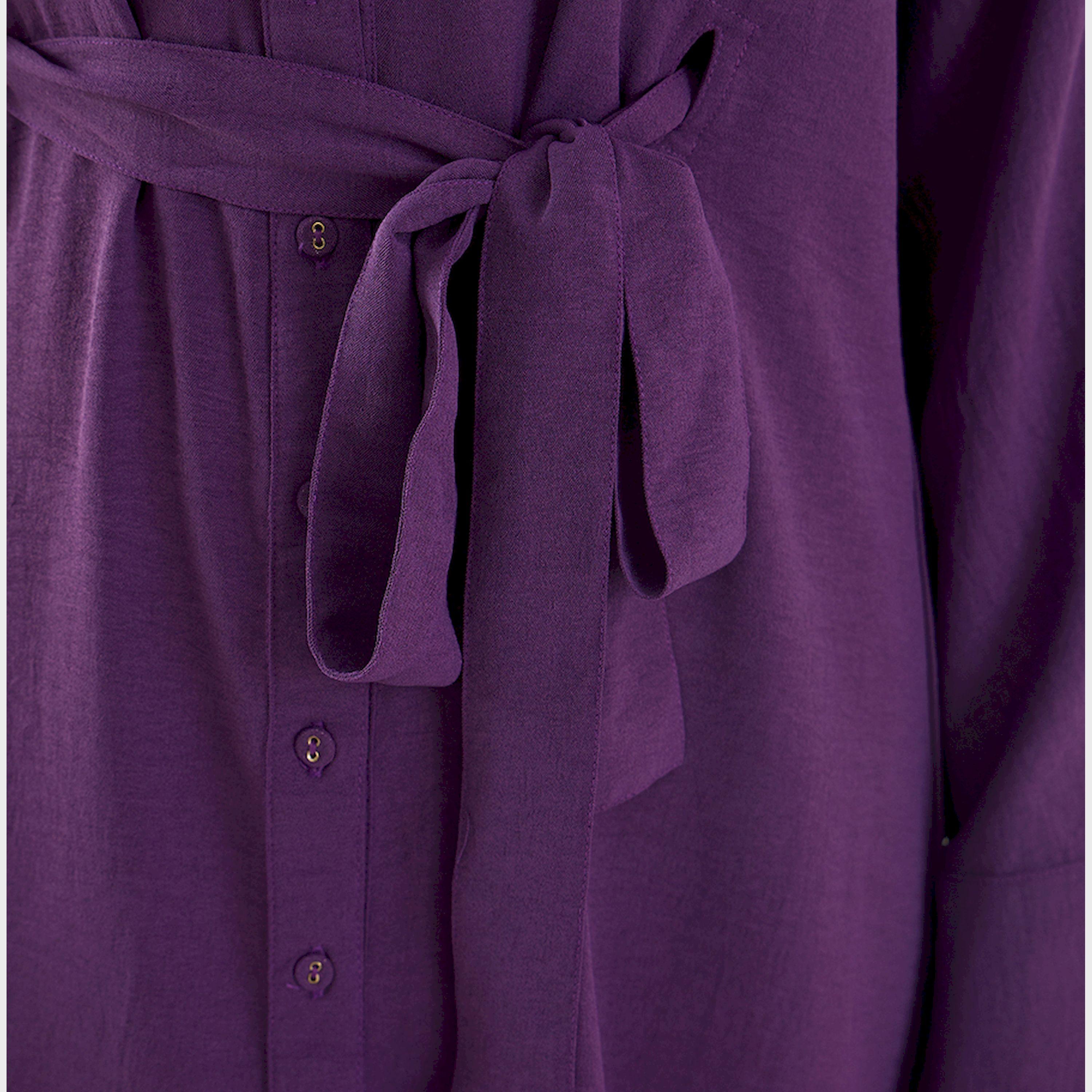 Femmella X Styli Solid Button Down Shirt Knee-Length Dress With Tie-Up Belt-women-clothing-dresses-image-4