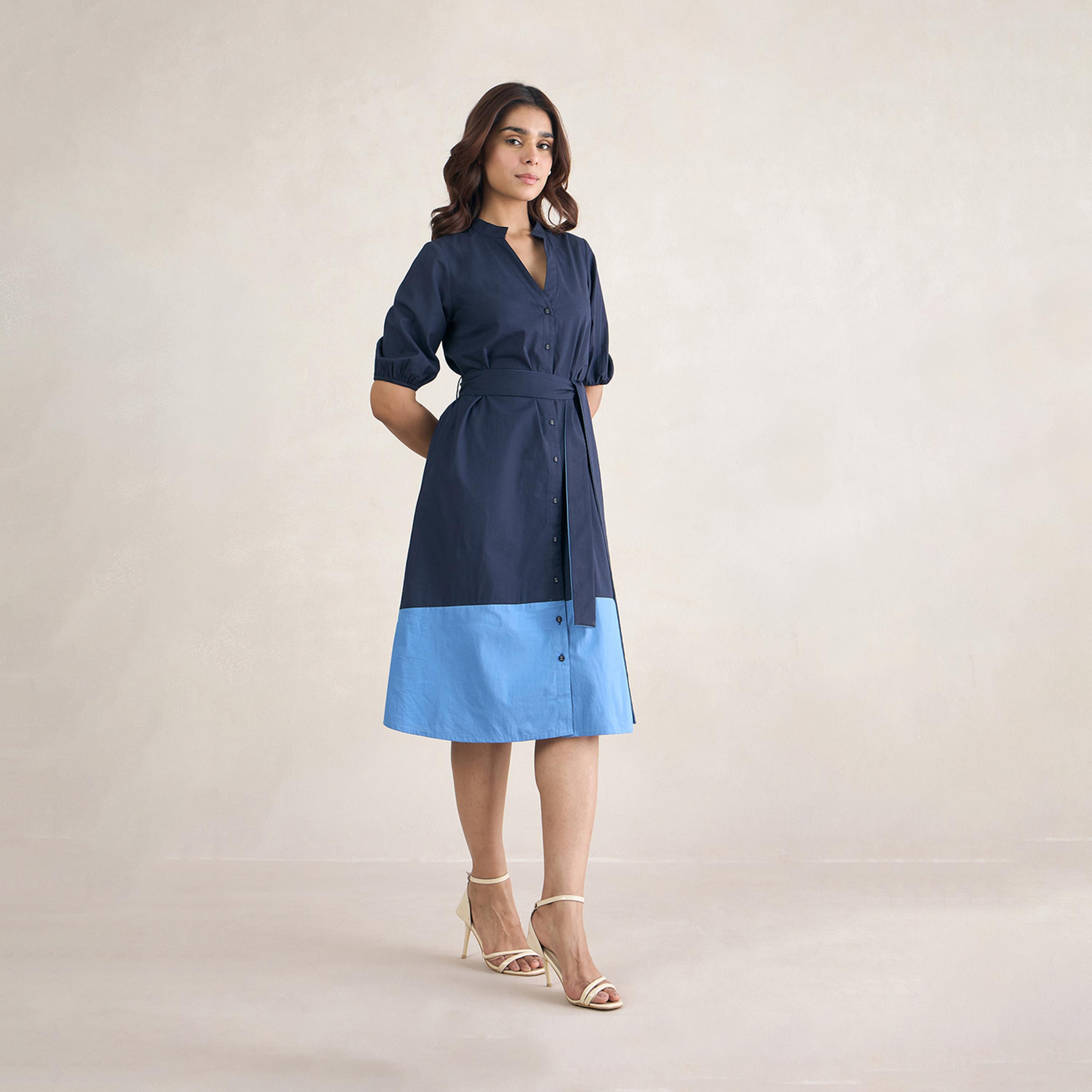 فيميلا × ستايلي - فستان ميدي بأكمام منفوخة وأزرار-women-clothing-dresses-image-2