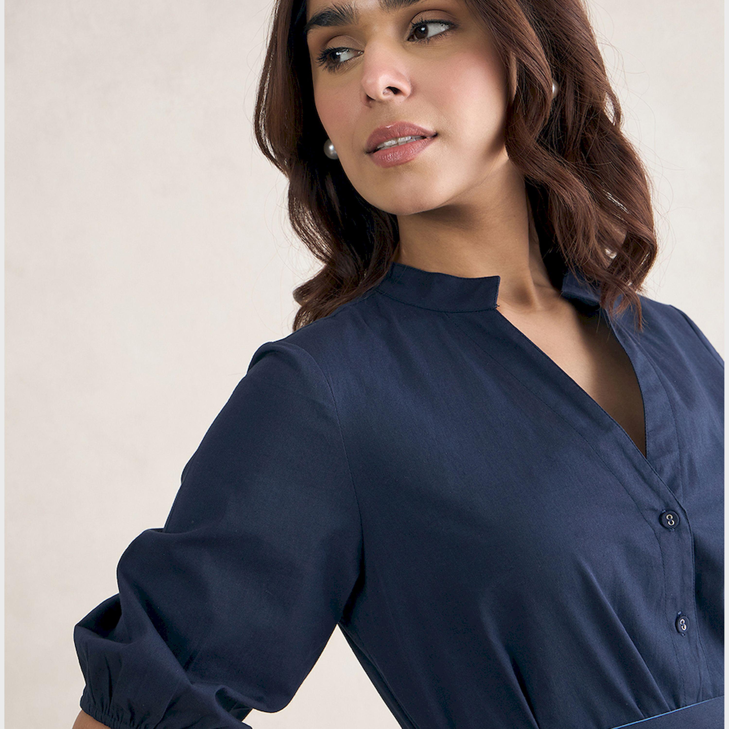 فيميلا × ستايلي - فستان ميدي بأكمام منفوخة وأزرار-women-clothing-dresses-image-3