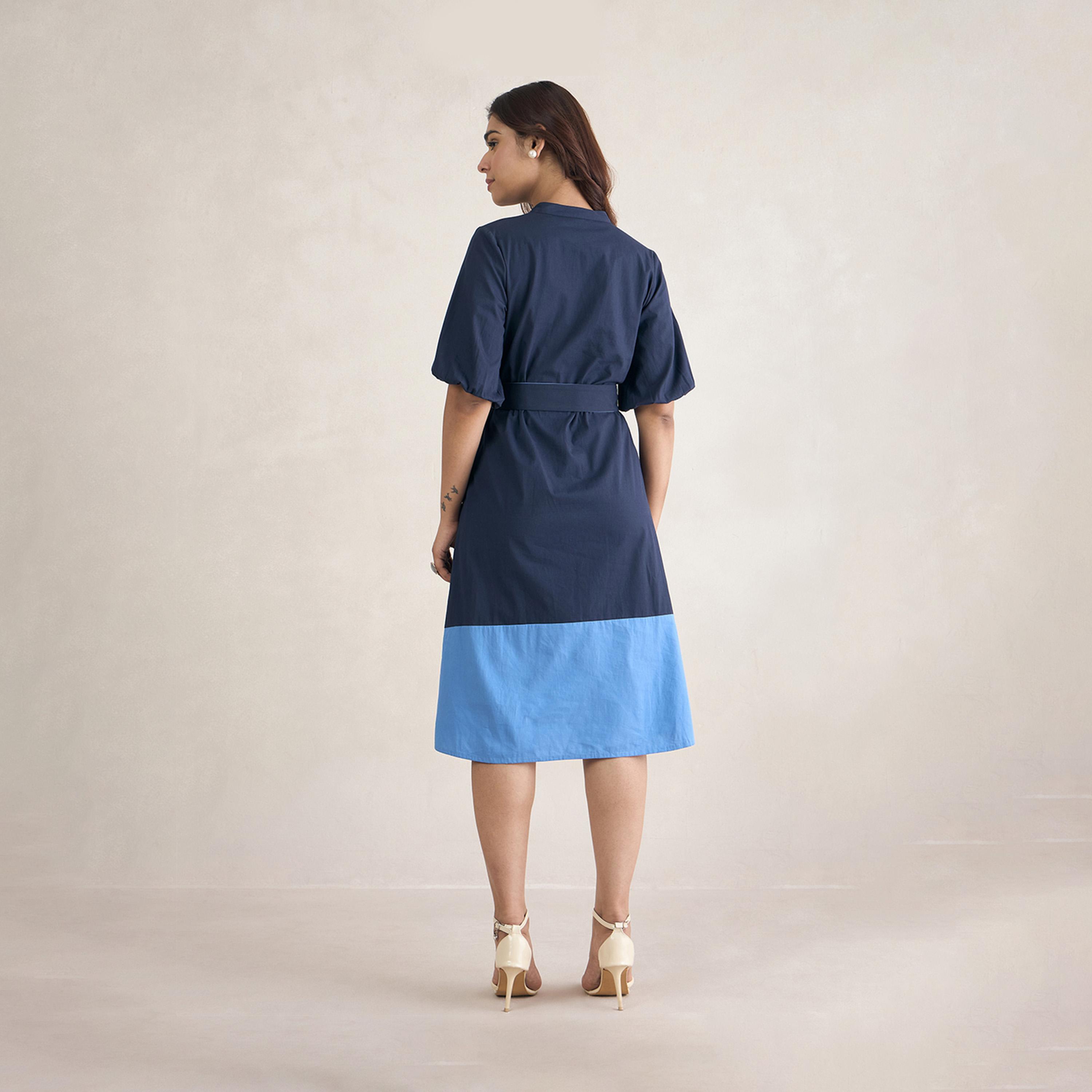 فيميلا × ستايلي - فستان ميدي بأكمام منفوخة وأزرار-women-clothing-dresses-image-4