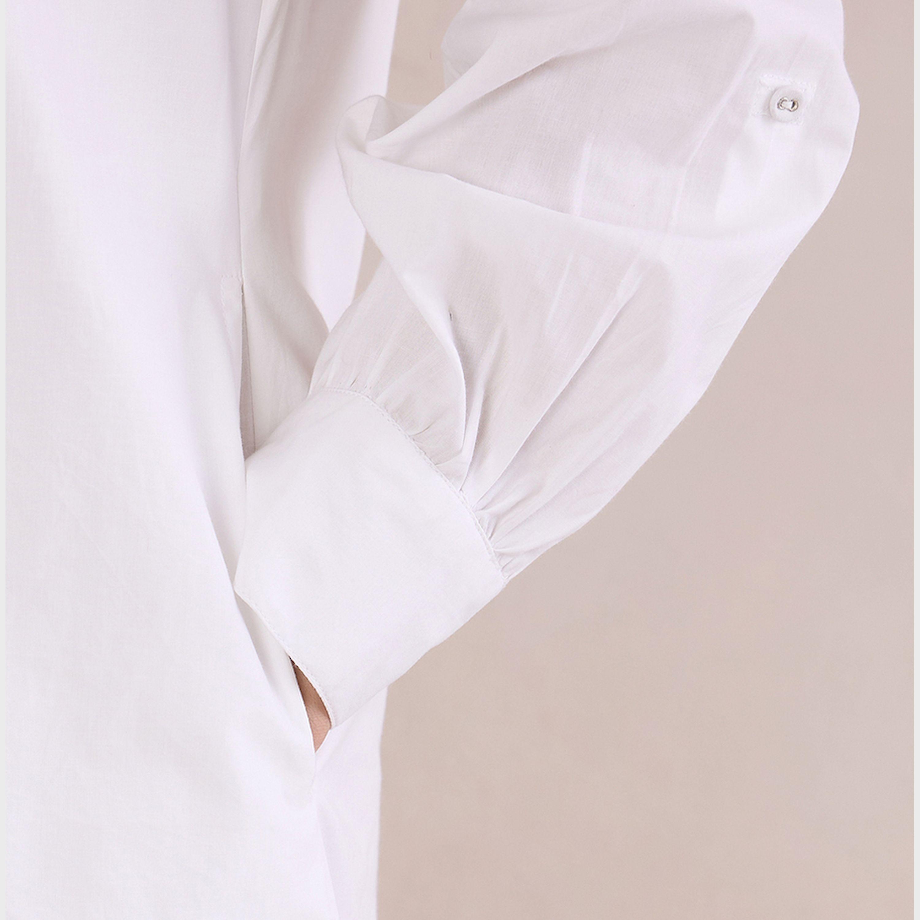 Femmella X Styli Solid Collared Midi Shirt Dress With Lace Trim Detail-women-clothing-dresses-image-4
