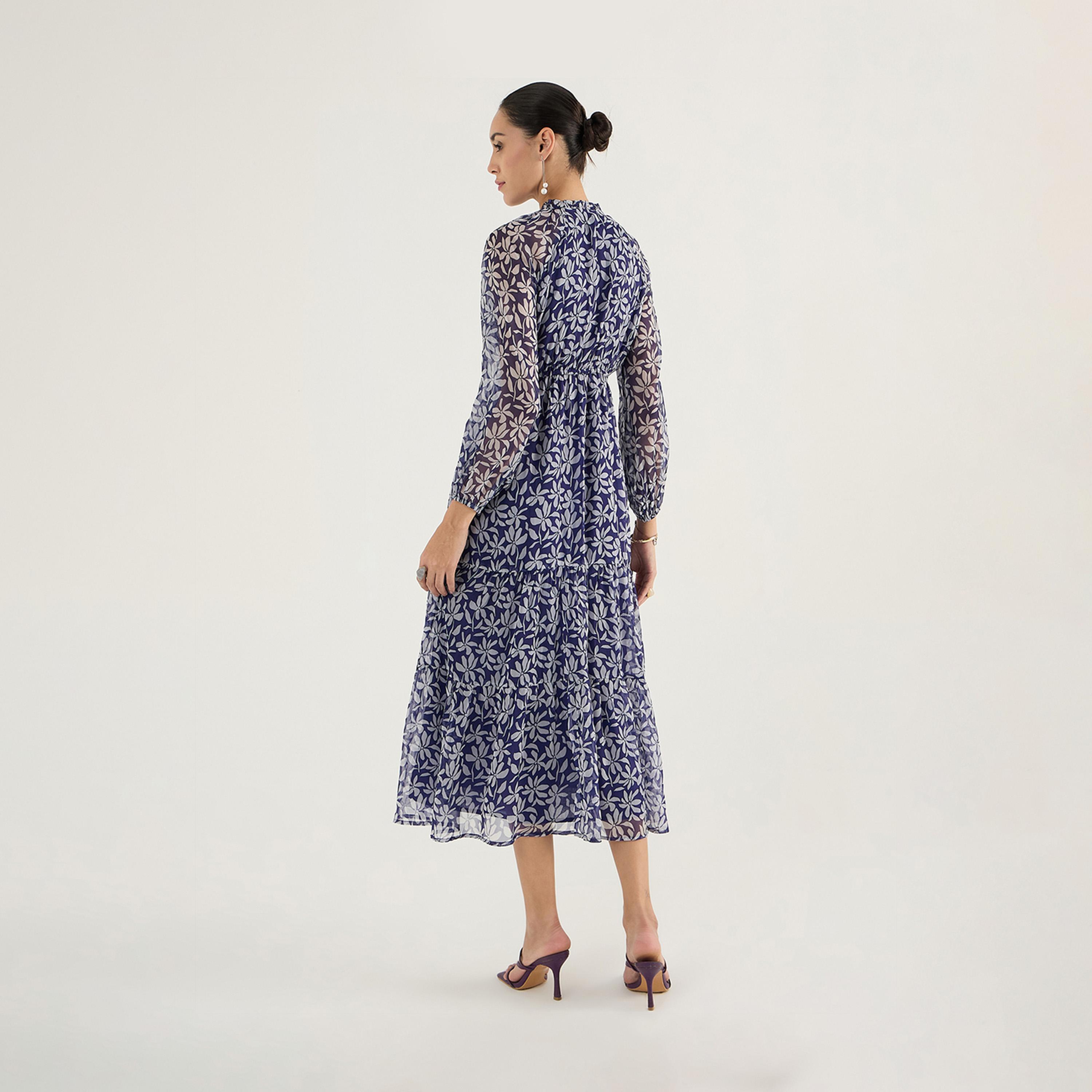 فيميلا × ستايلي - فستان ماكسي متعدد الطبقات بأكمام منفوخة وطبعة زهور-women-clothing-dresses-image-2