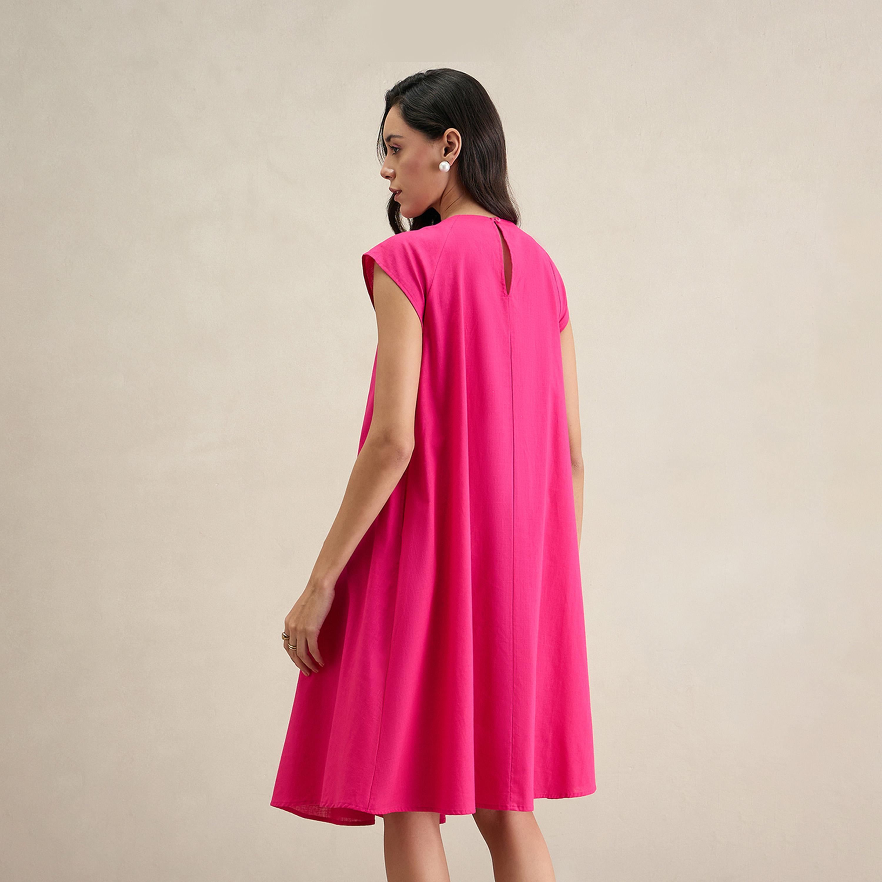 فيميلا × ستايلي - فستان من القطن متوسط الطول بدون أكمام بقصة A-women-clothing-dresses-image-2