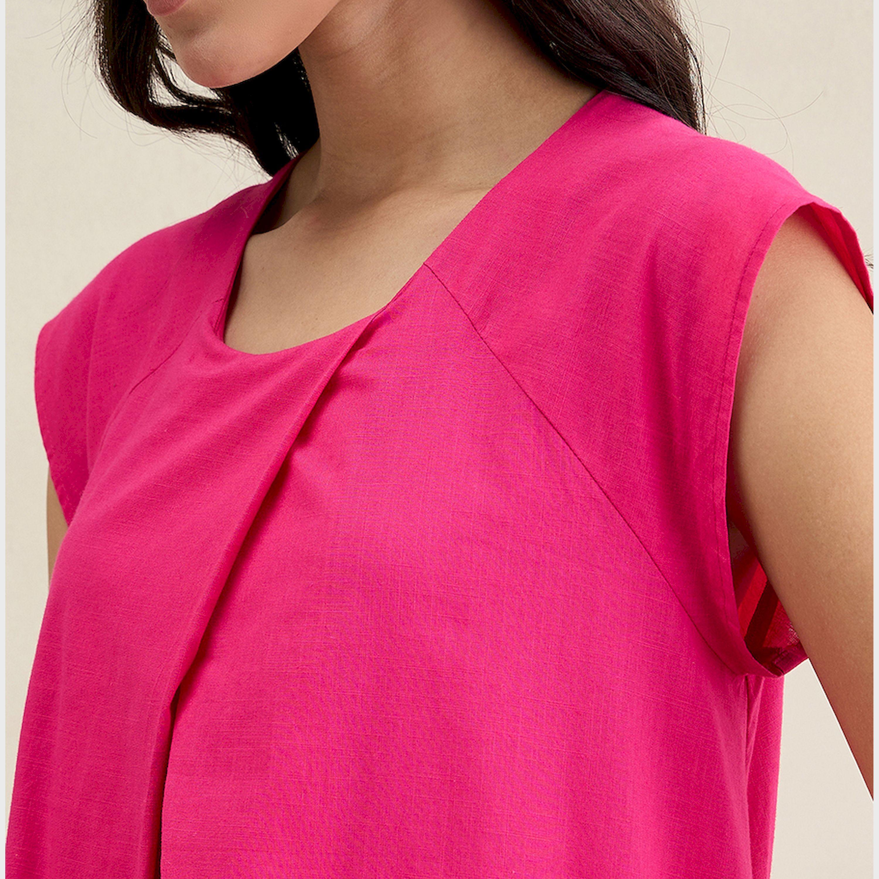 فيميلا × ستايلي - فستان من القطن متوسط الطول بدون أكمام بقصة A-women-clothing-dresses-image-3