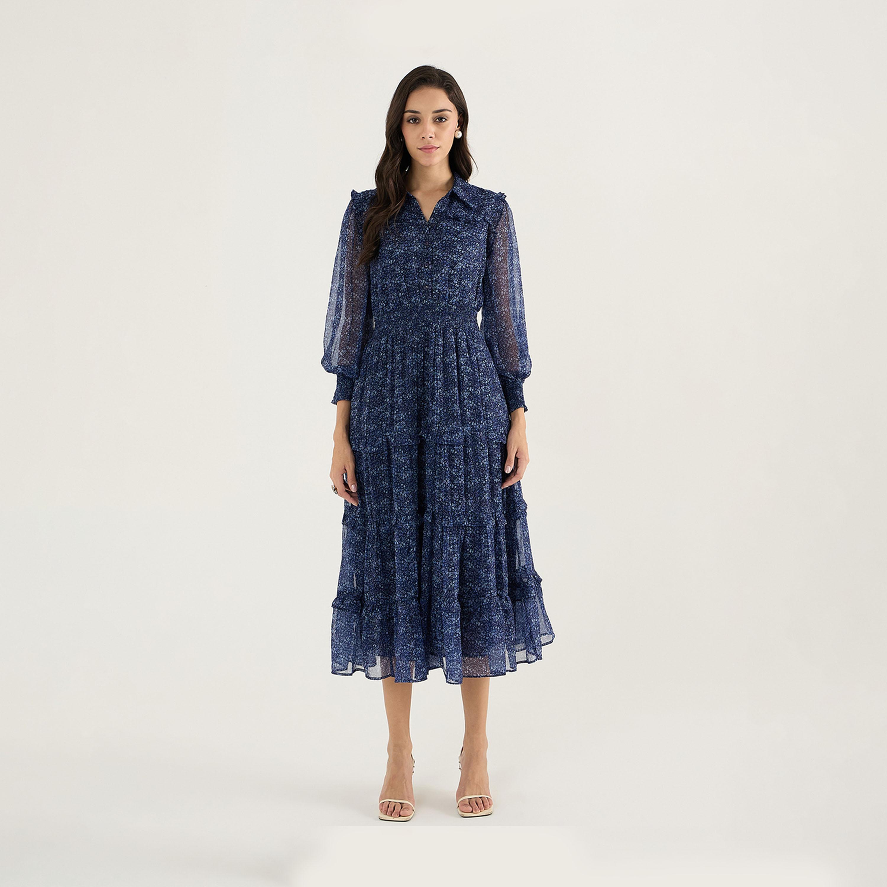 فيميلا × ستايلي - فستان ميدي متعدد الطبقات بطبعات الأزهار-women-clothing-dresses-image-1