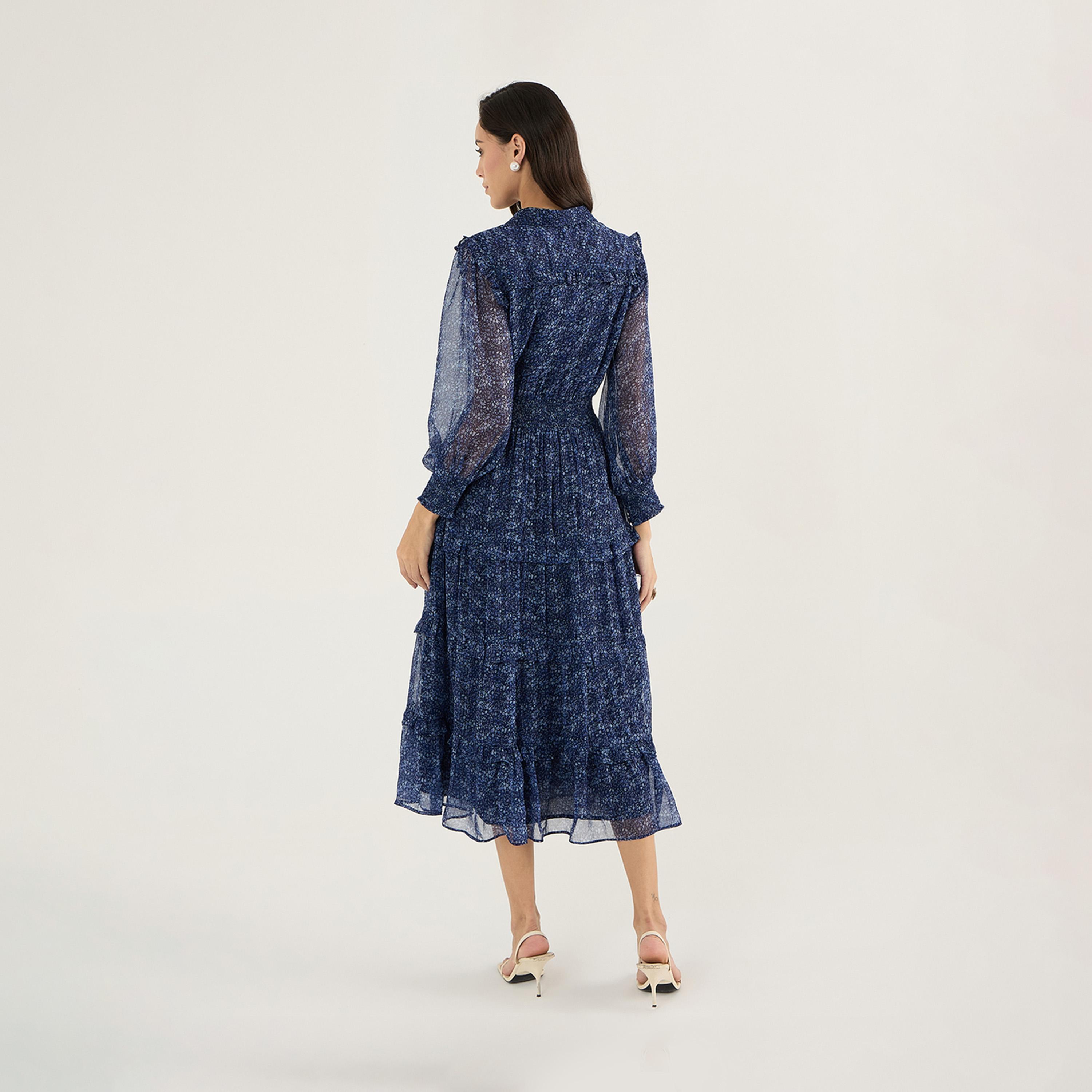 Femmella X Styli Floral Print Collared Tiered Midi Dress-women-clothing-dresses-image-2
