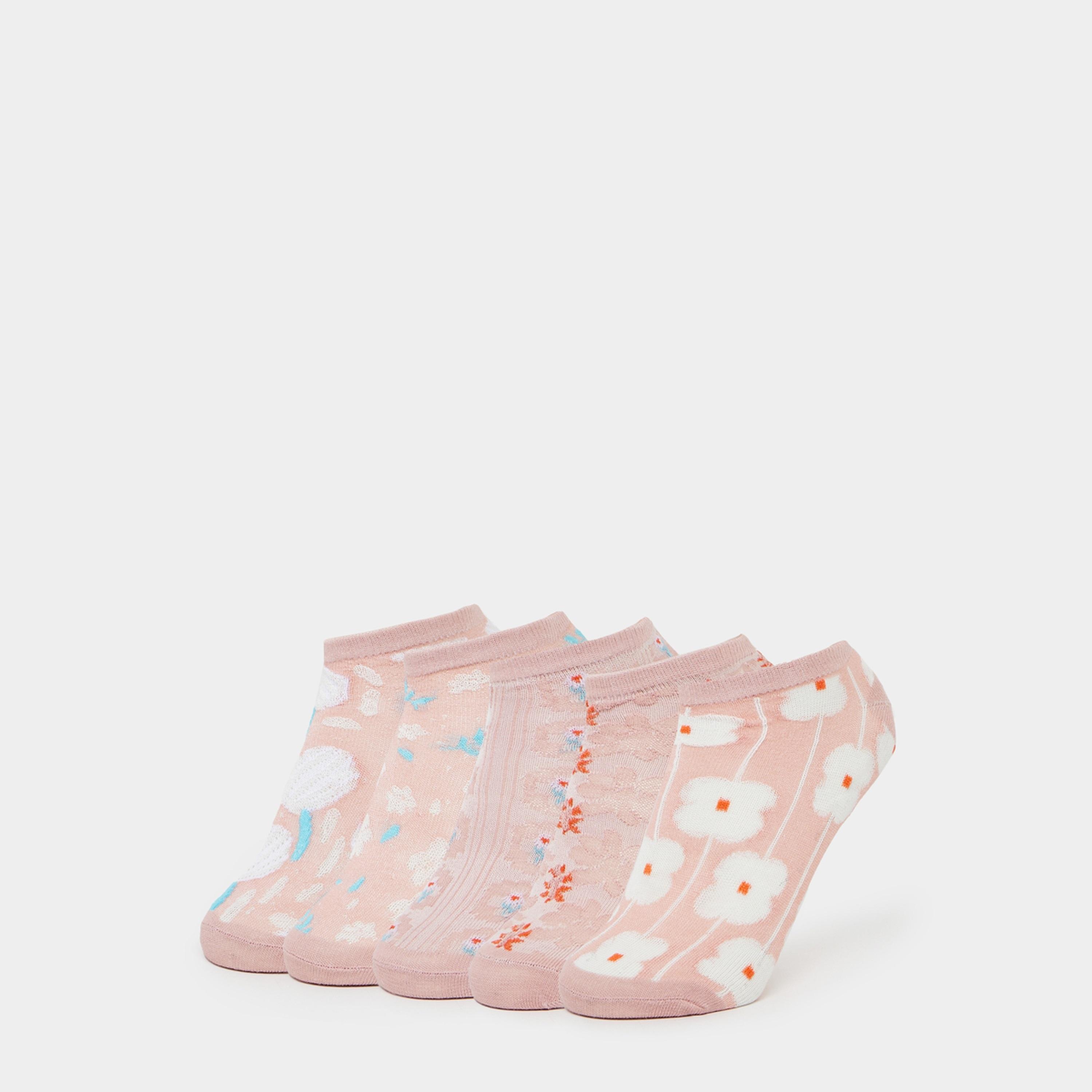 Styli Set Of 5 - Floral Print Ankle Socks-women-socksandstockings-image-1
