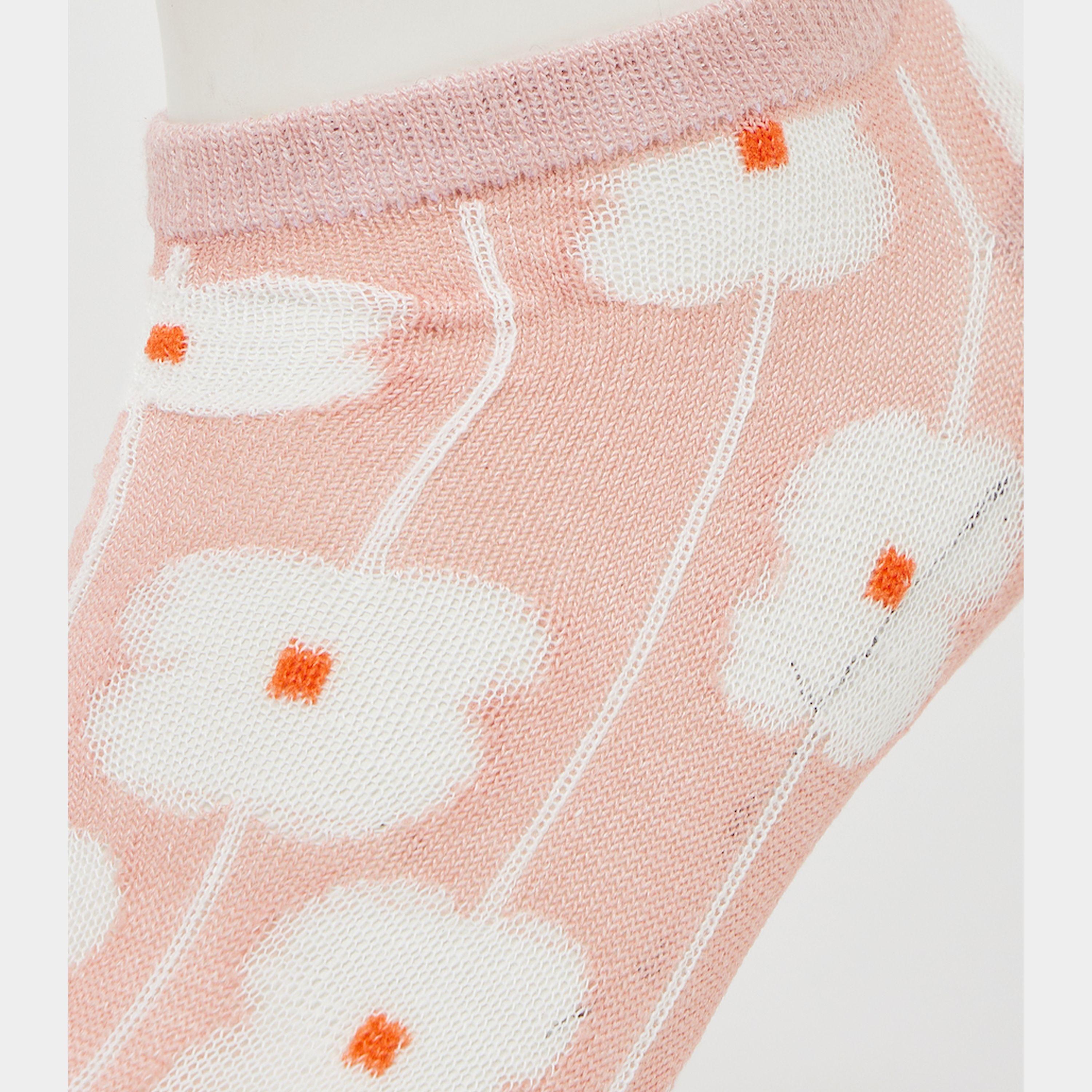 ستايلي - طقم من 5 قطع - جوارب للكاحل بطبعة زهور-women-socksandstockings-image-5