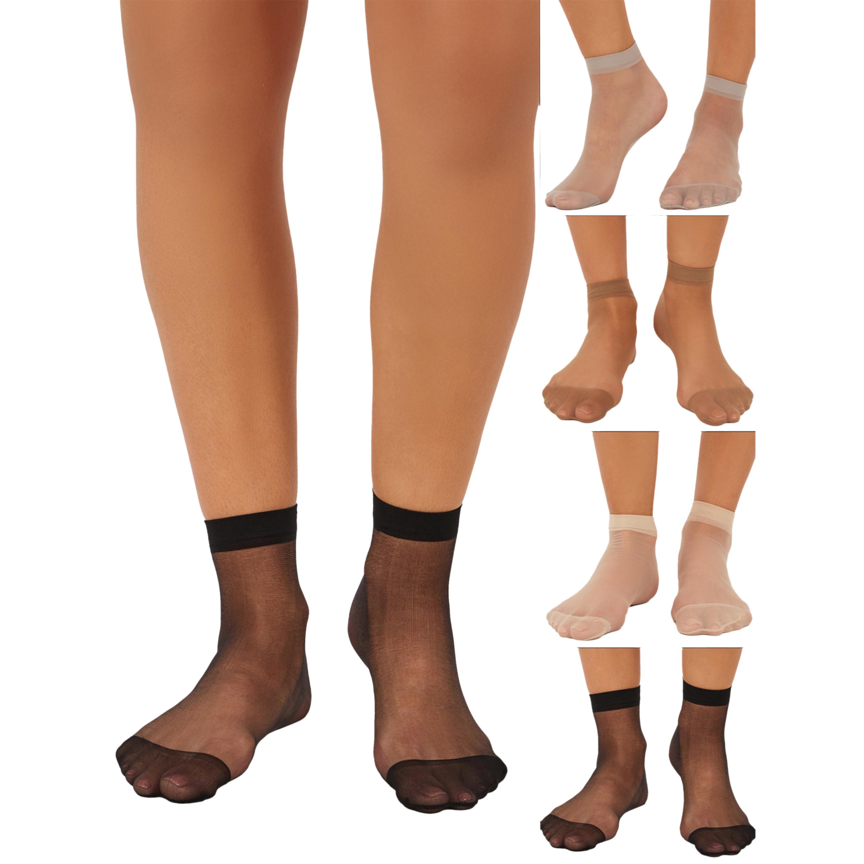 ستايلي - مجموعة من 4 قطع - جوارب شفافة سادة بطول فوق الكاحل-women-socksandstockings-image-1