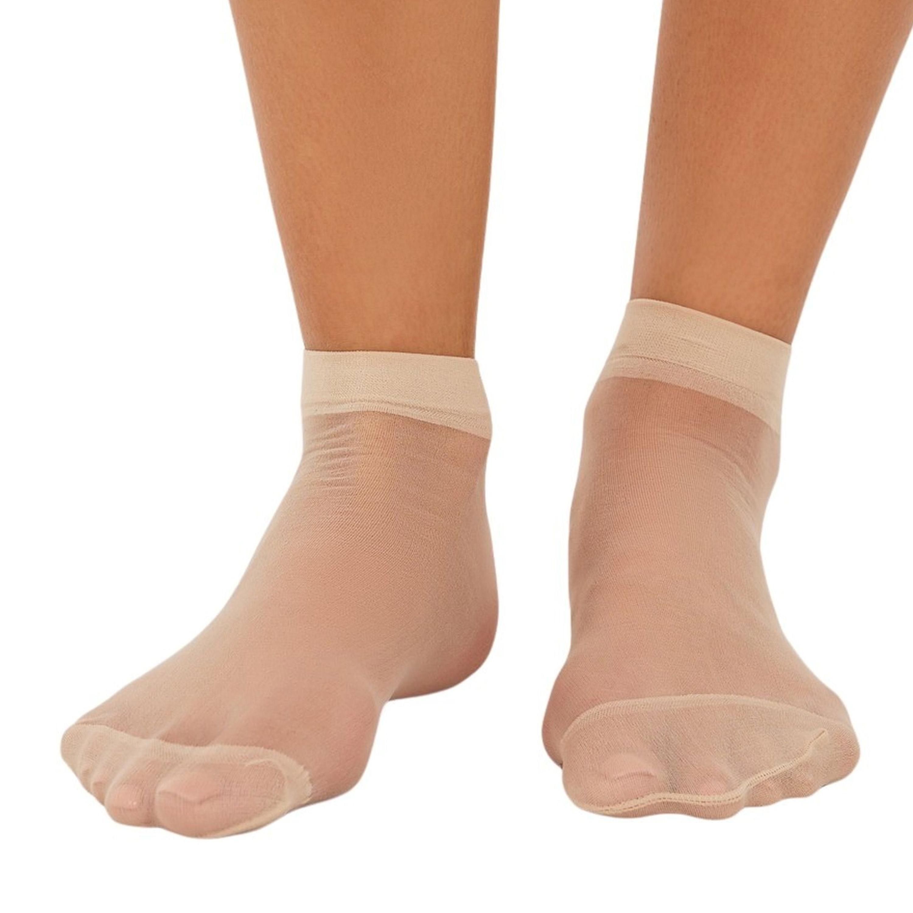 ستايلي - مجموعة من 4 قطع - جوارب شفافة سادة بطول فوق الكاحل-women-socksandstockings-image-3
