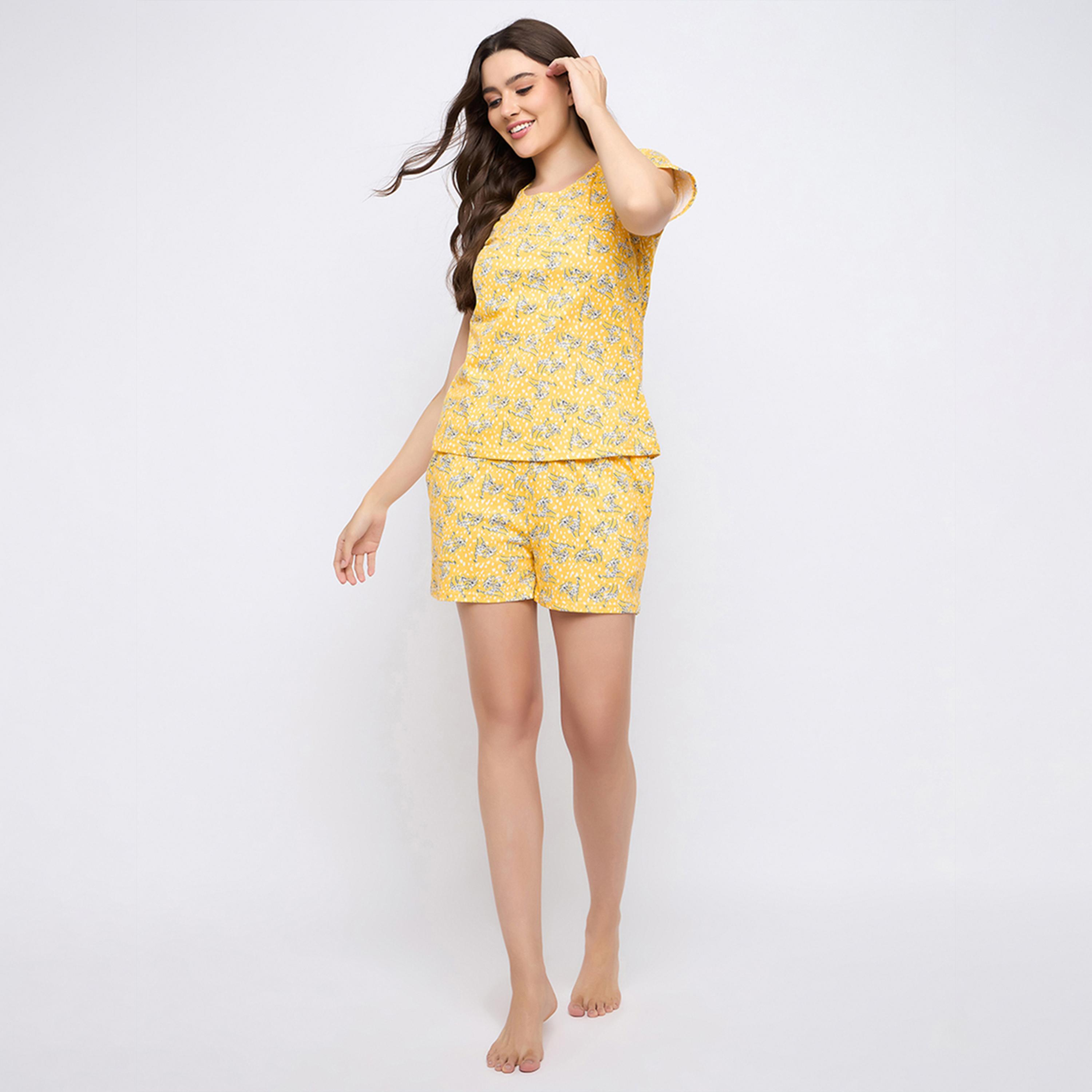Clovia X Styli Printed Round Neck Top And Shorts Pyjama Set-women-clothing-nightwear-pyjamas-shortsets-image-1
