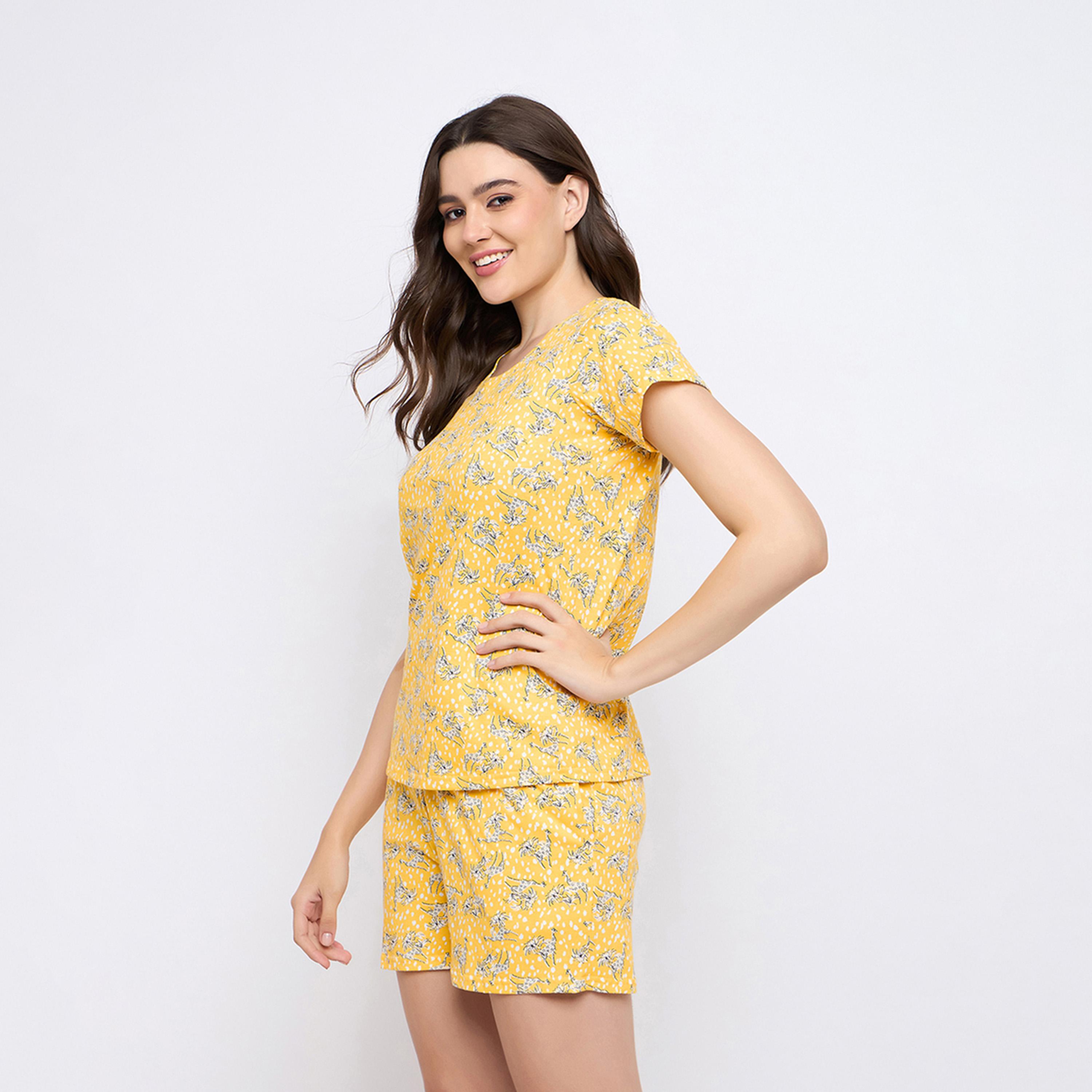 Clovia X Styli Printed Round Neck Top And Shorts Pyjama Set-women-clothing-nightwear-pyjamas-shortsets-image-3