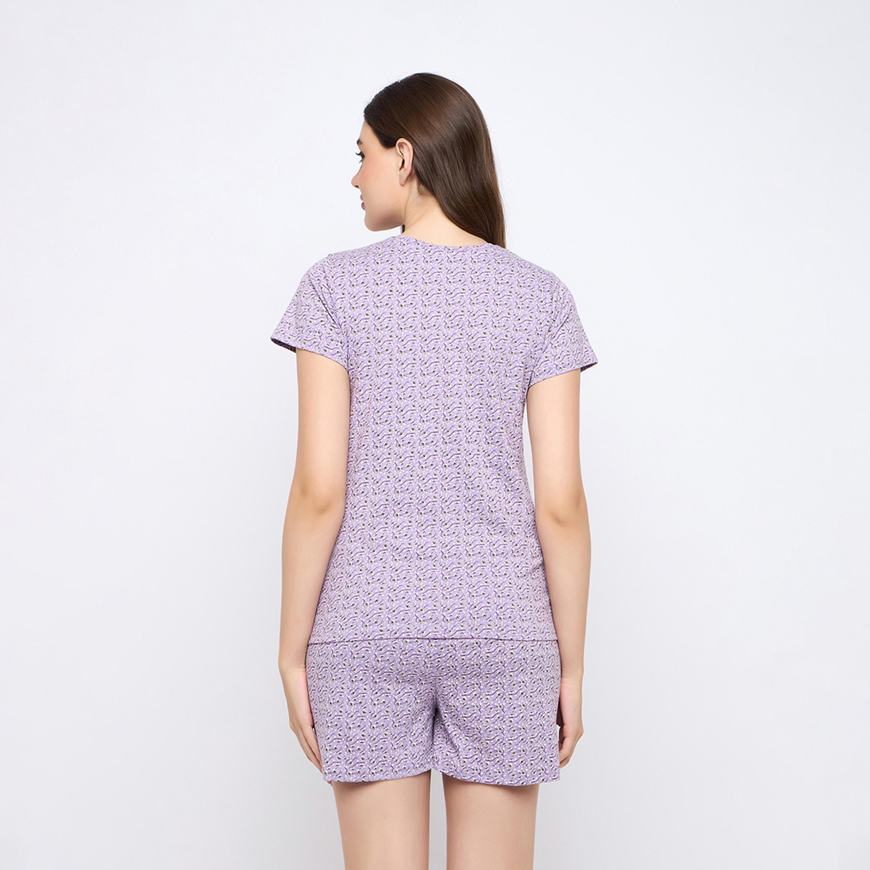 Clovia X Styli Printed Round Neck Top And Shorts Pyjama Set-women-clothing-nightwear-pyjamas-shortsets-image-5