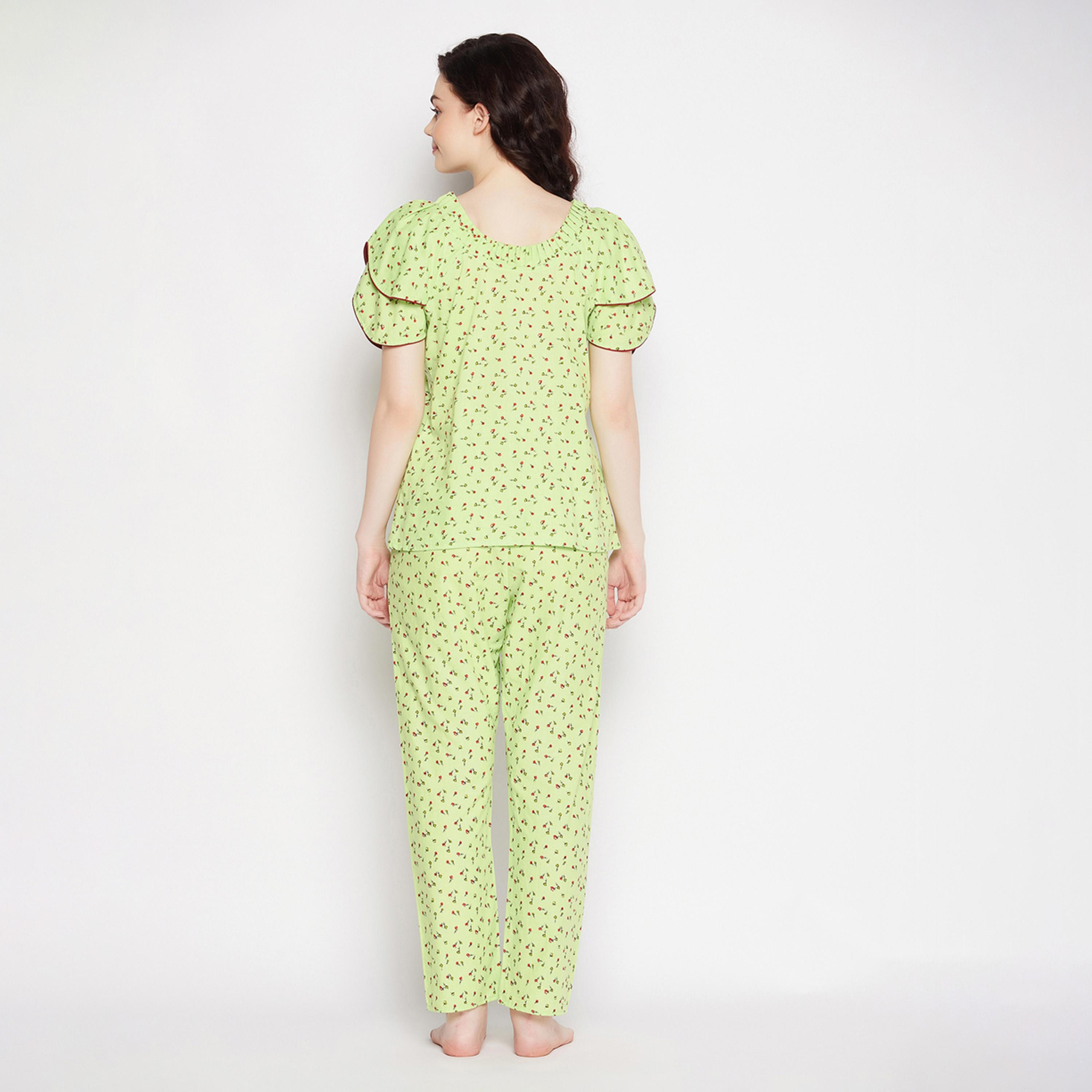 كلوفيا × ستايلي - طقم بيجامة وقميص مطبوع برقبة دائرية-women-clothing-nightwear-pyjamas-longsets-image-6