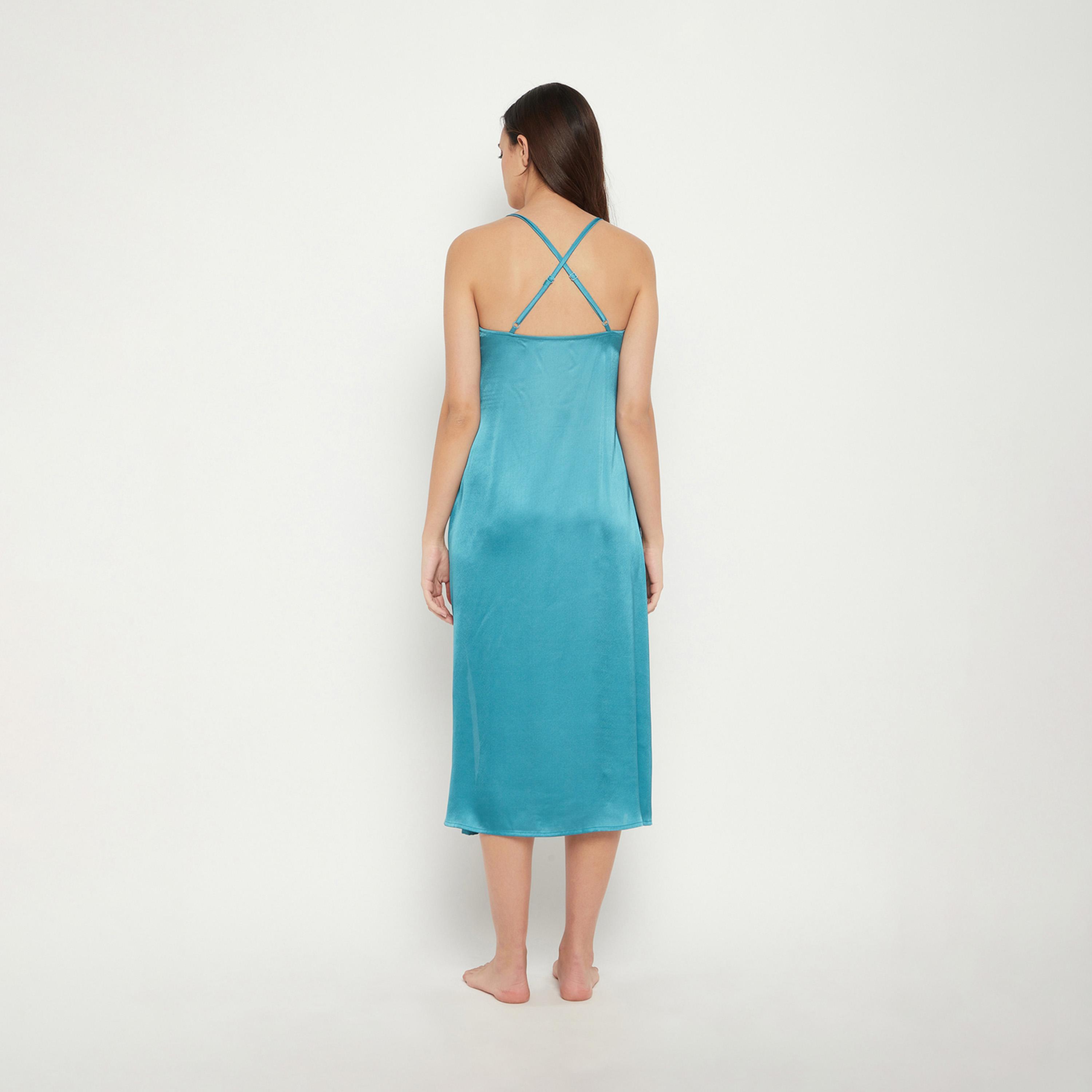 Clovia X Styli Satin Lace Insert Strappy Slip Dress With Front Slit-women-clothing-nightwear-nighties-image-5