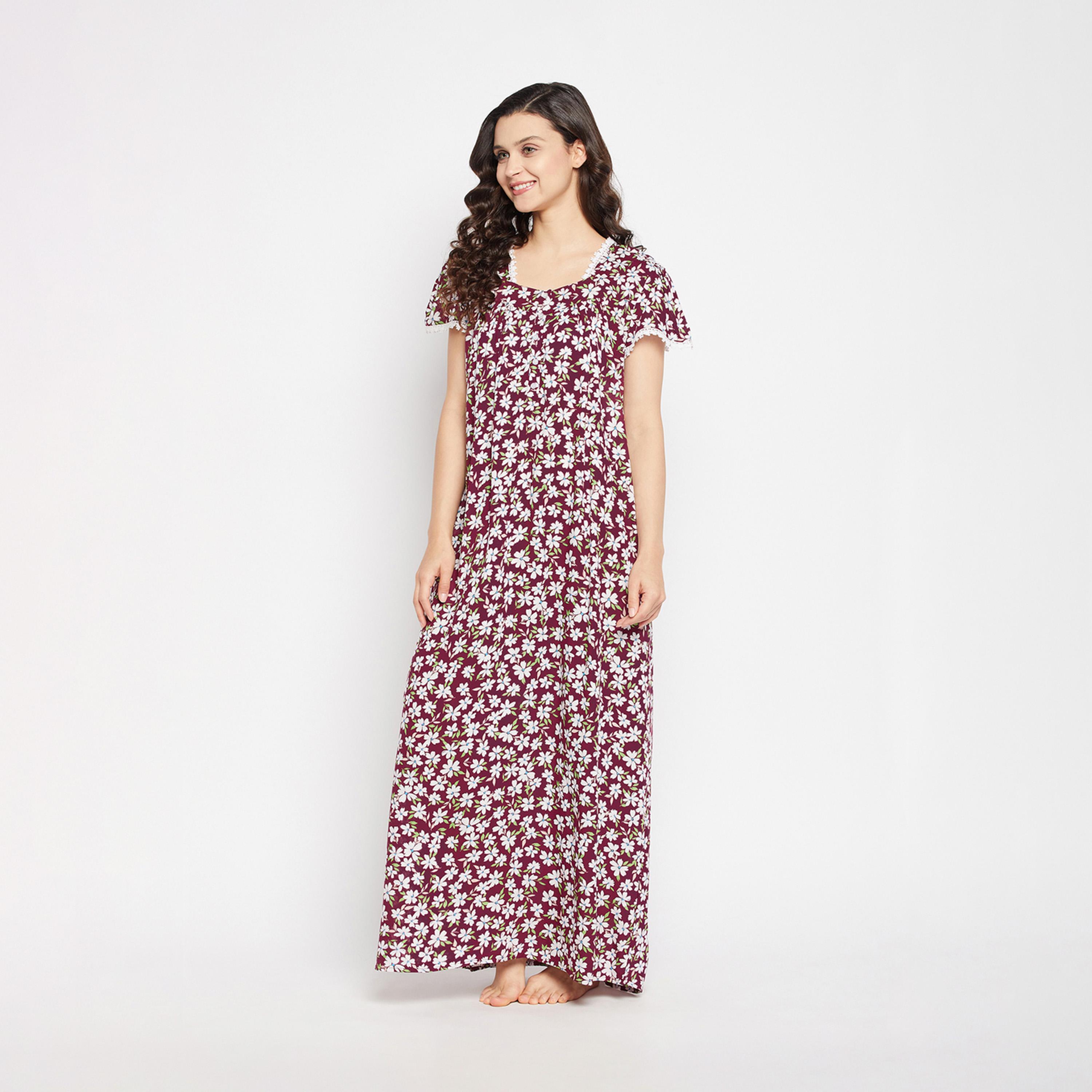 Clovia X Styli All-Over Floral Print Scoop Neck Nightdress-women-clothing-nightwear-nighties-image-4