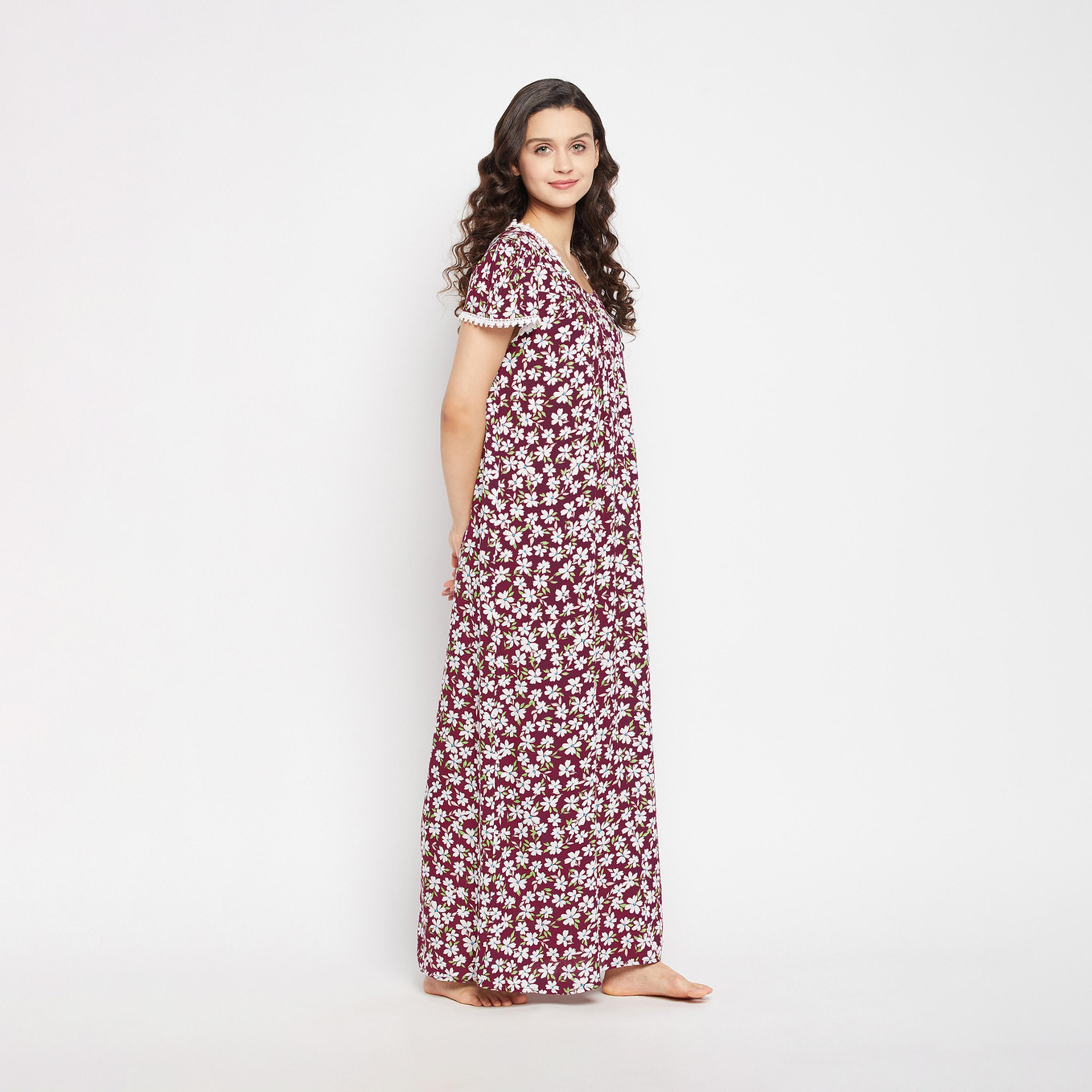 Clovia X Styli All-Over Floral Print Scoop Neck Nightdress-women-clothing-nightwear-nighties-image-5