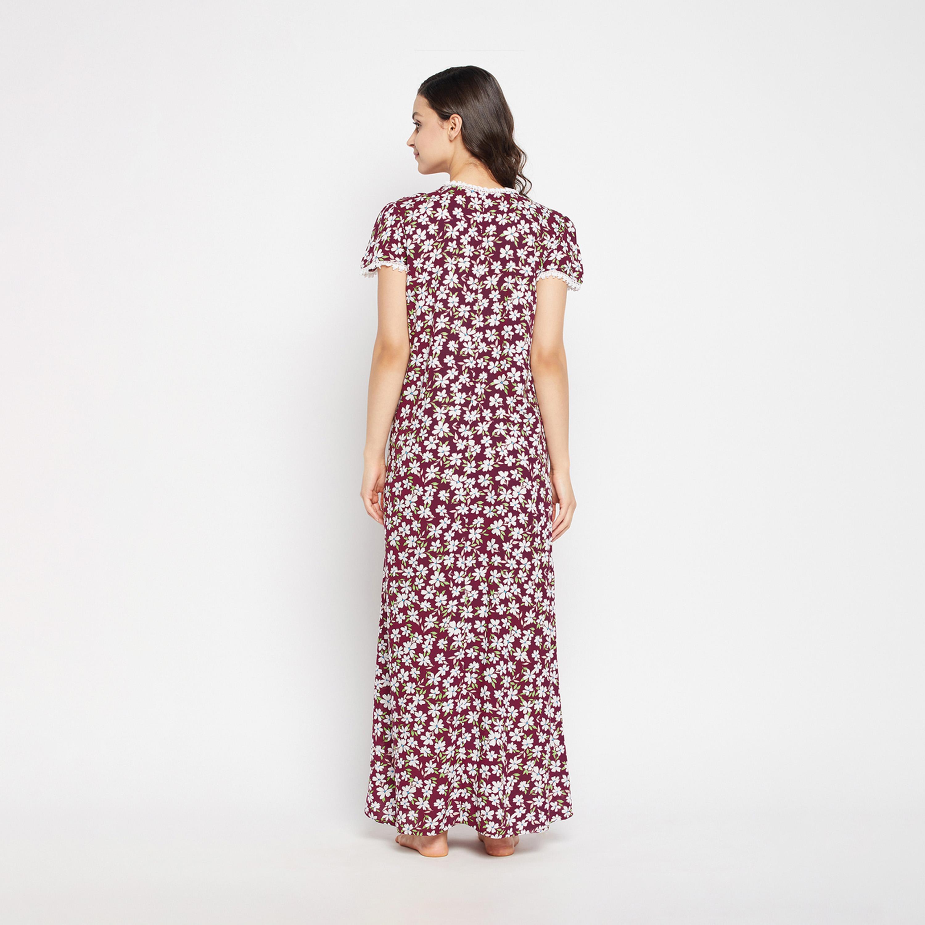 Clovia X Styli All-Over Floral Print Scoop Neck Nightdress-women-clothing-nightwear-nighties-image-6
