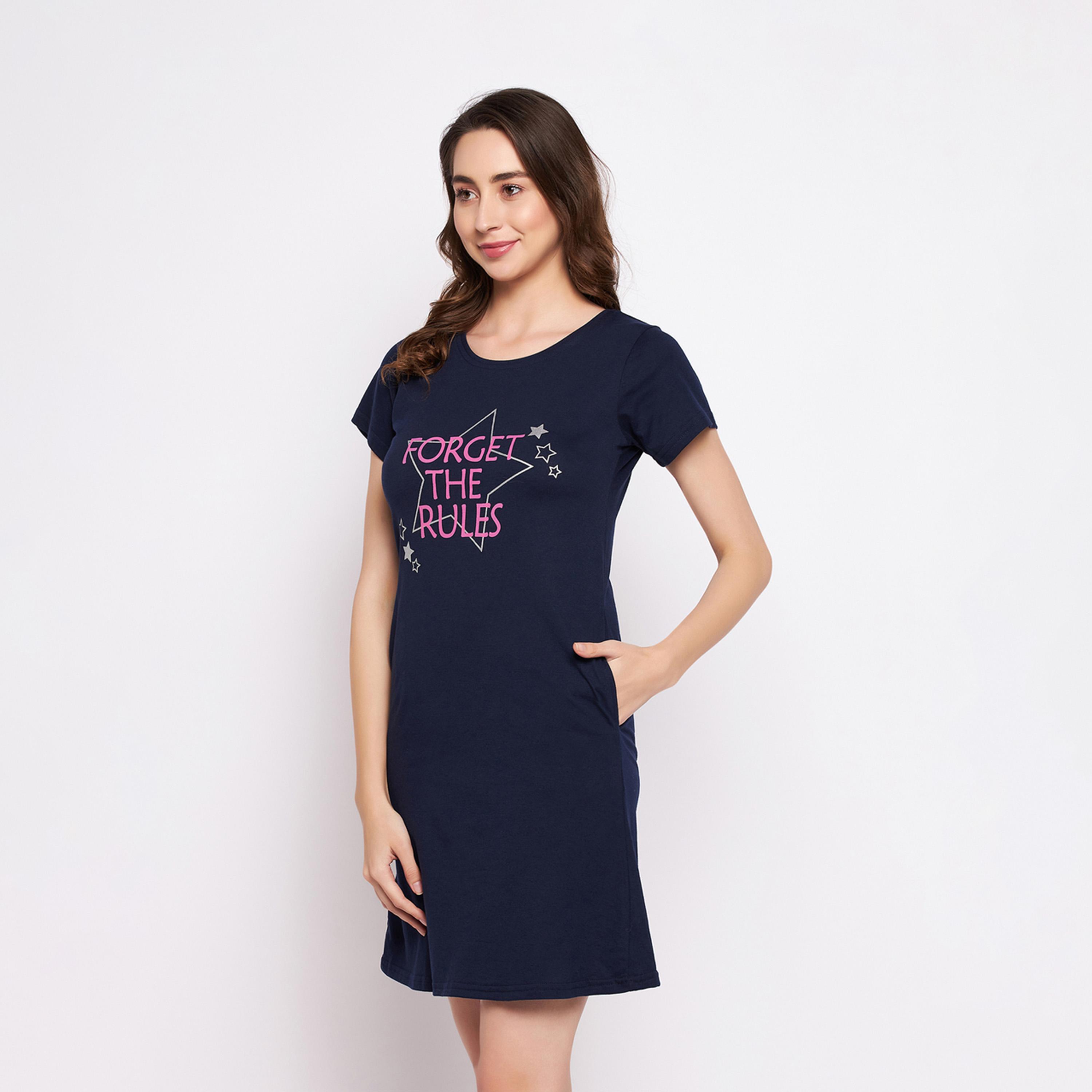 Clovia X Styli Slogan Print Round Neck Nightshirt-women-clothing-nightwear-nighties-image-3