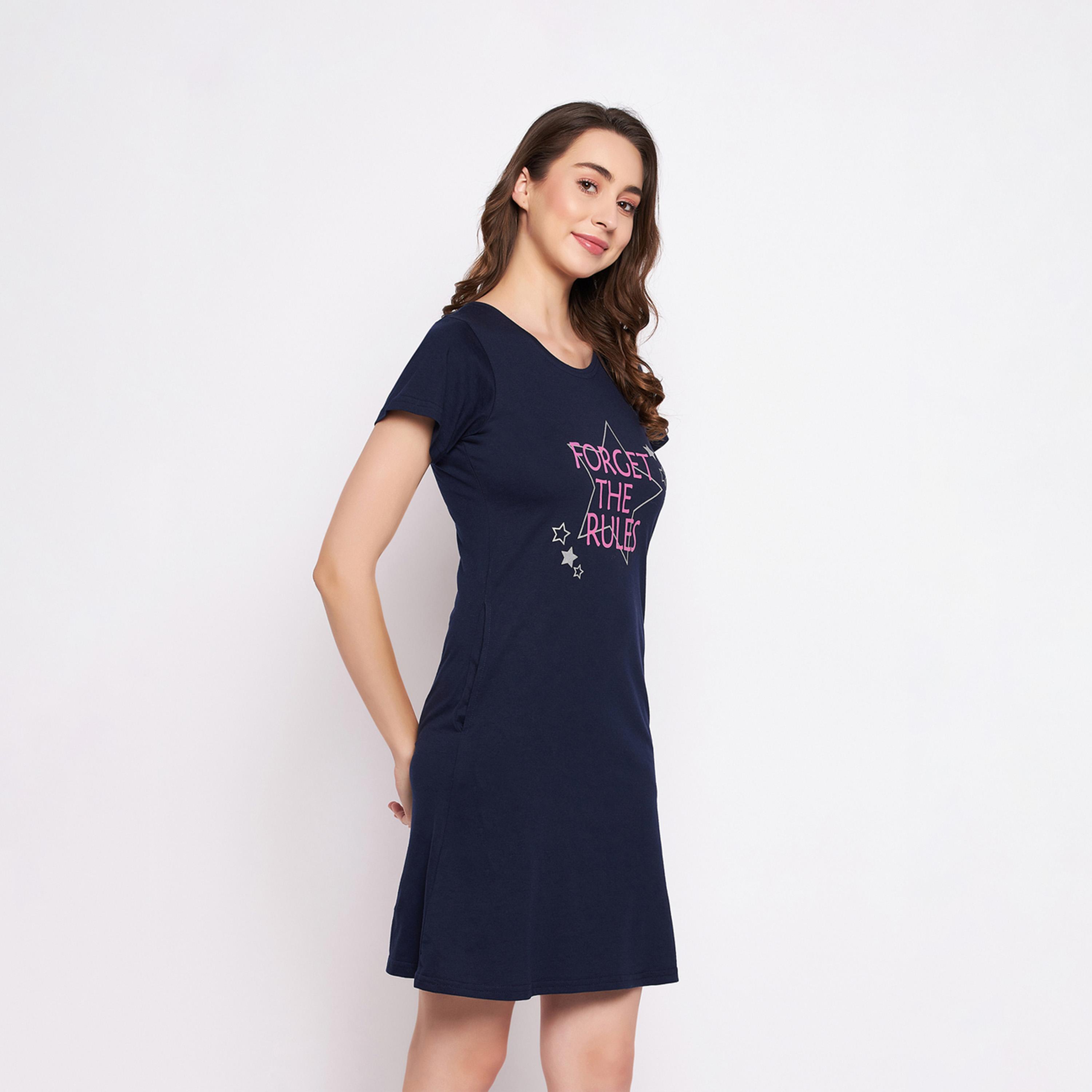 Clovia X Styli Slogan Print Round Neck Nightshirt-women-clothing-nightwear-nighties-image-4