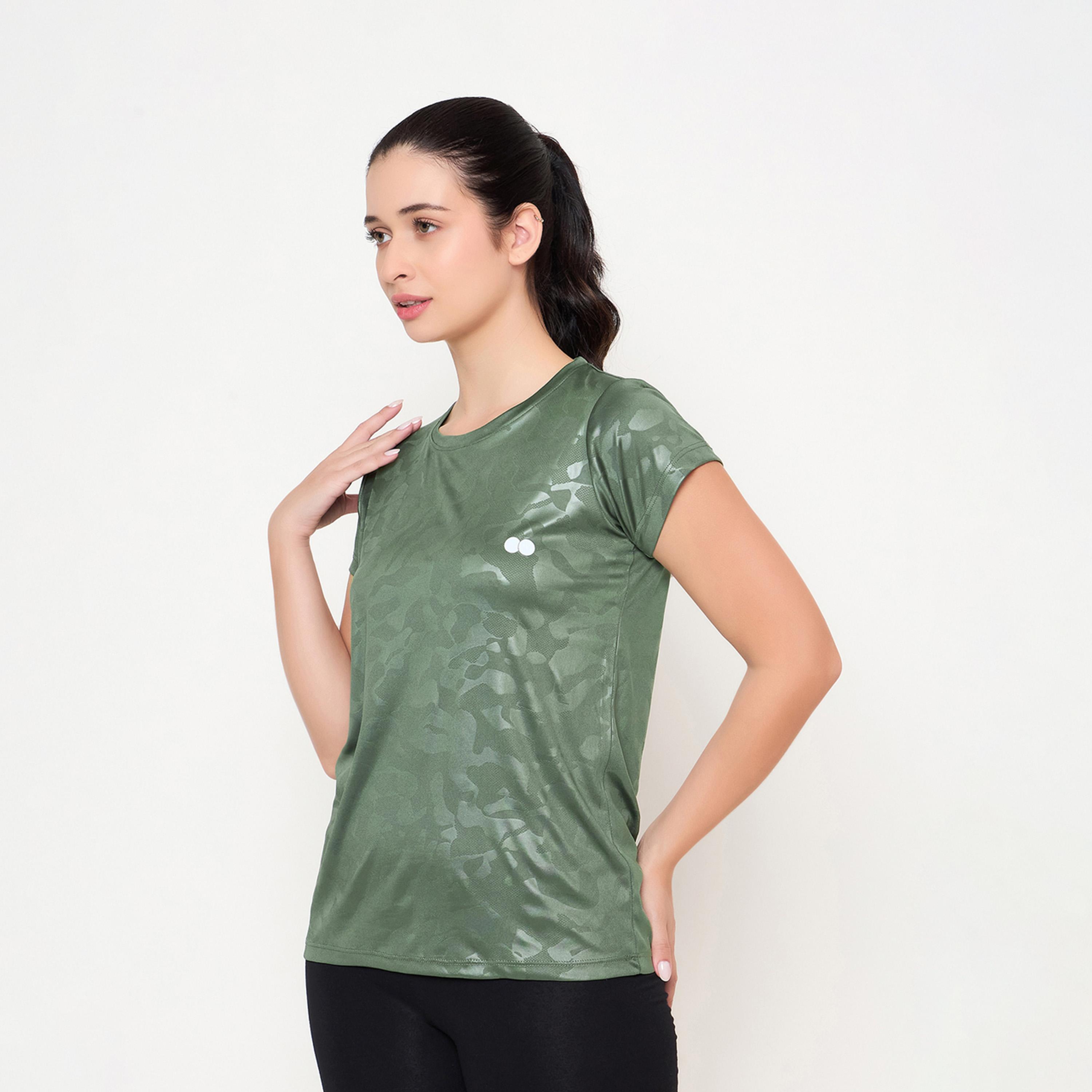 كلوفيا × ستايلي - تي شيرت بطبعة جيشية وأكمام قصيرة وقصة مريحة-sports-women-clothing-tshirtsandvests-image-2