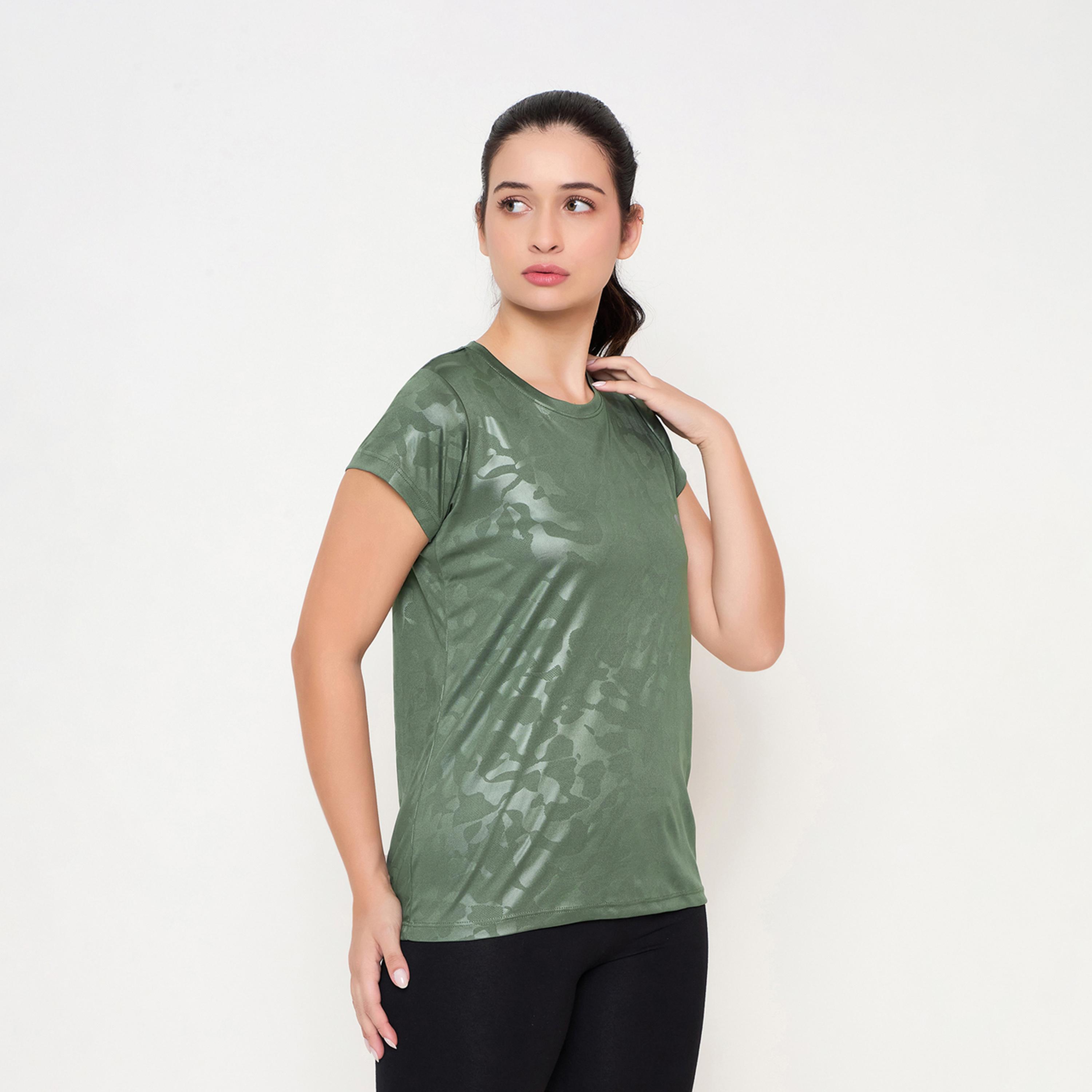 كلوفيا × ستايلي - تي شيرت بطبعة جيشية وأكمام قصيرة وقصة مريحة-sports-women-clothing-tshirtsandvests-image-3