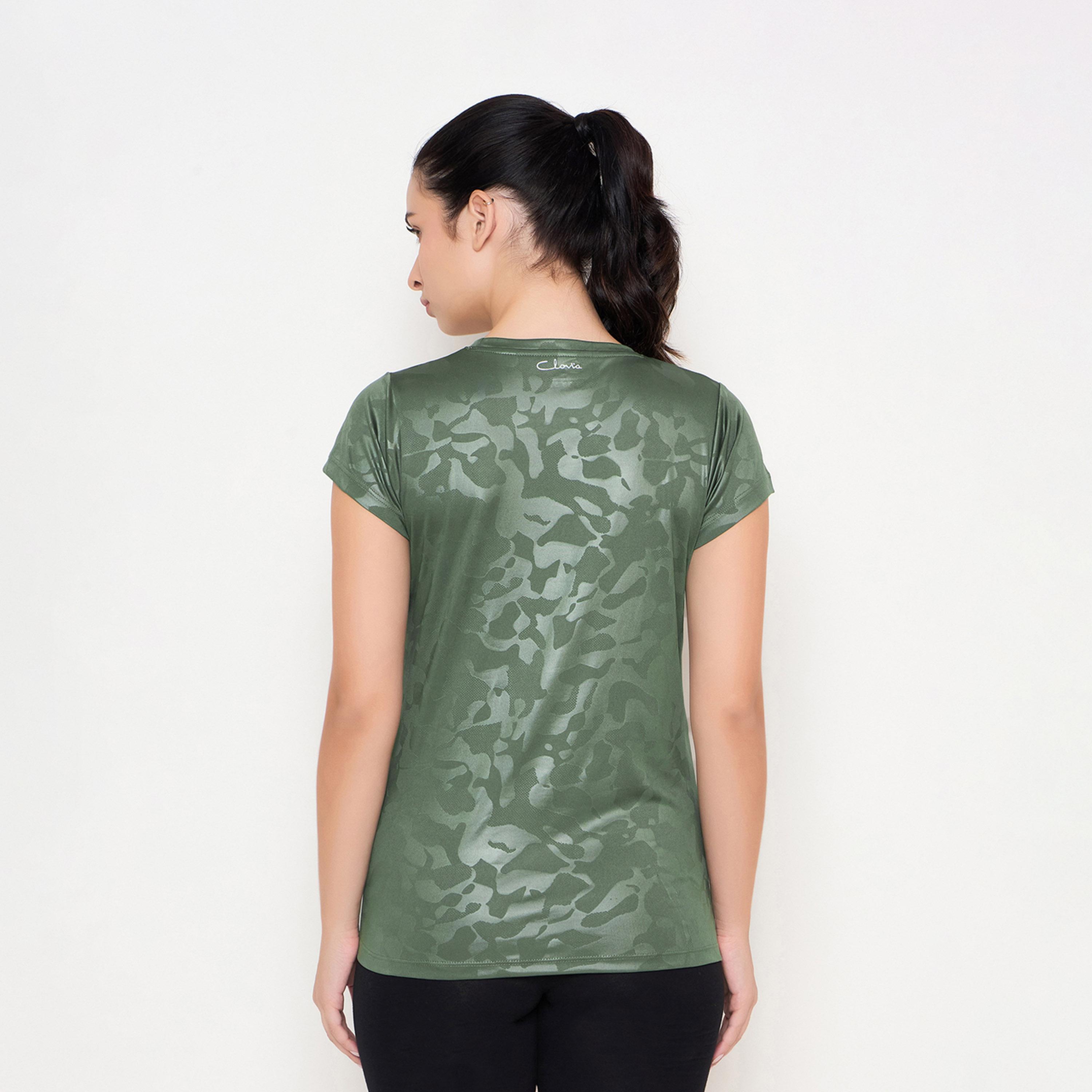 كلوفيا × ستايلي - تي شيرت بطبعة جيشية وأكمام قصيرة وقصة مريحة-sports-women-clothing-tshirtsandvests-image-4